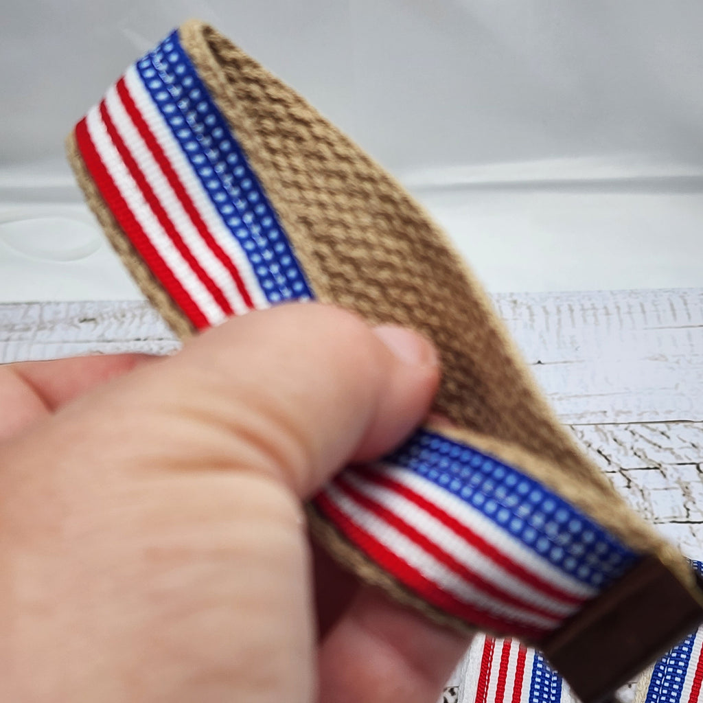 American Flag Key Fob Wristlet: Customizable Cotton Keychain