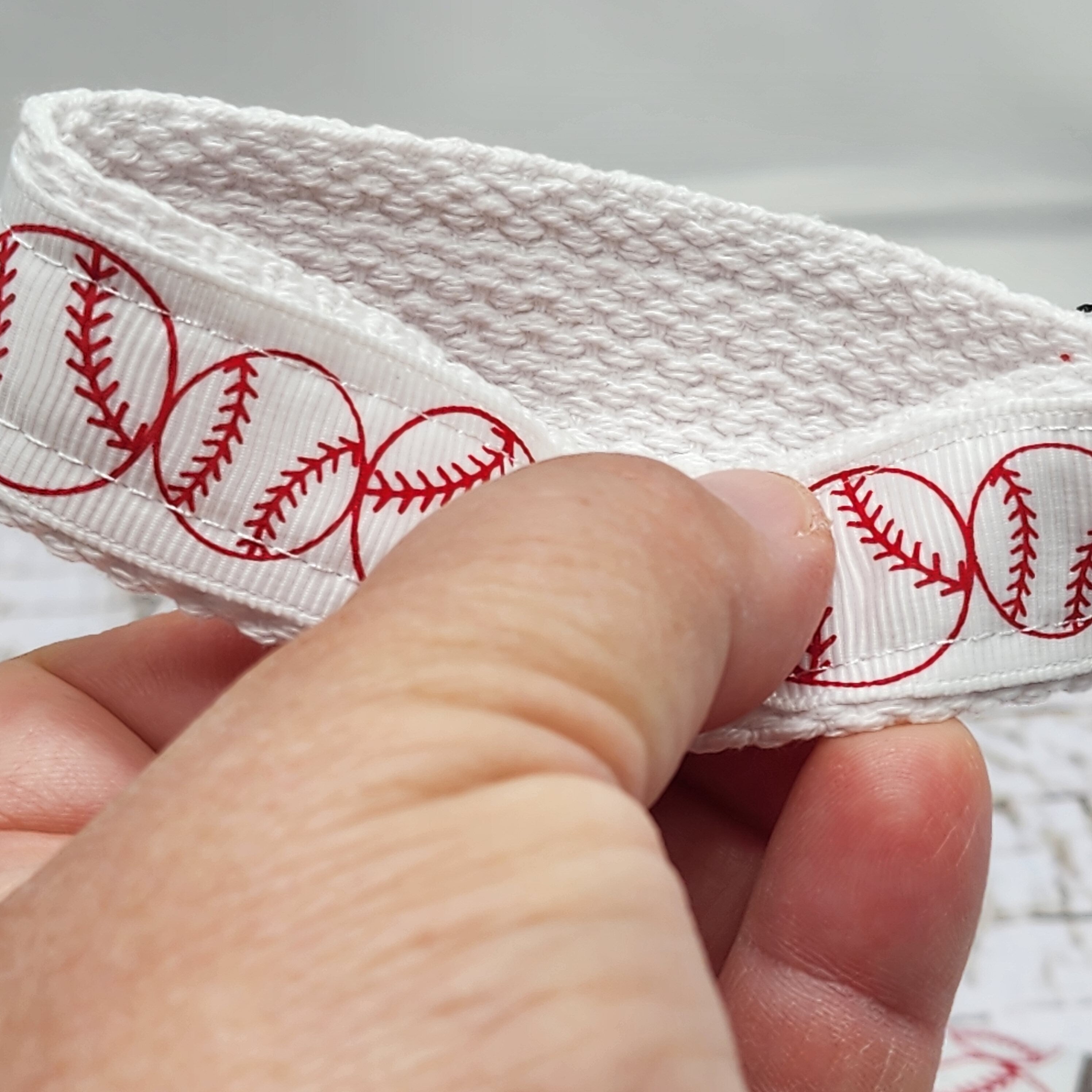 Baseball Print Key Fob Wristlet: Cotton Keychain