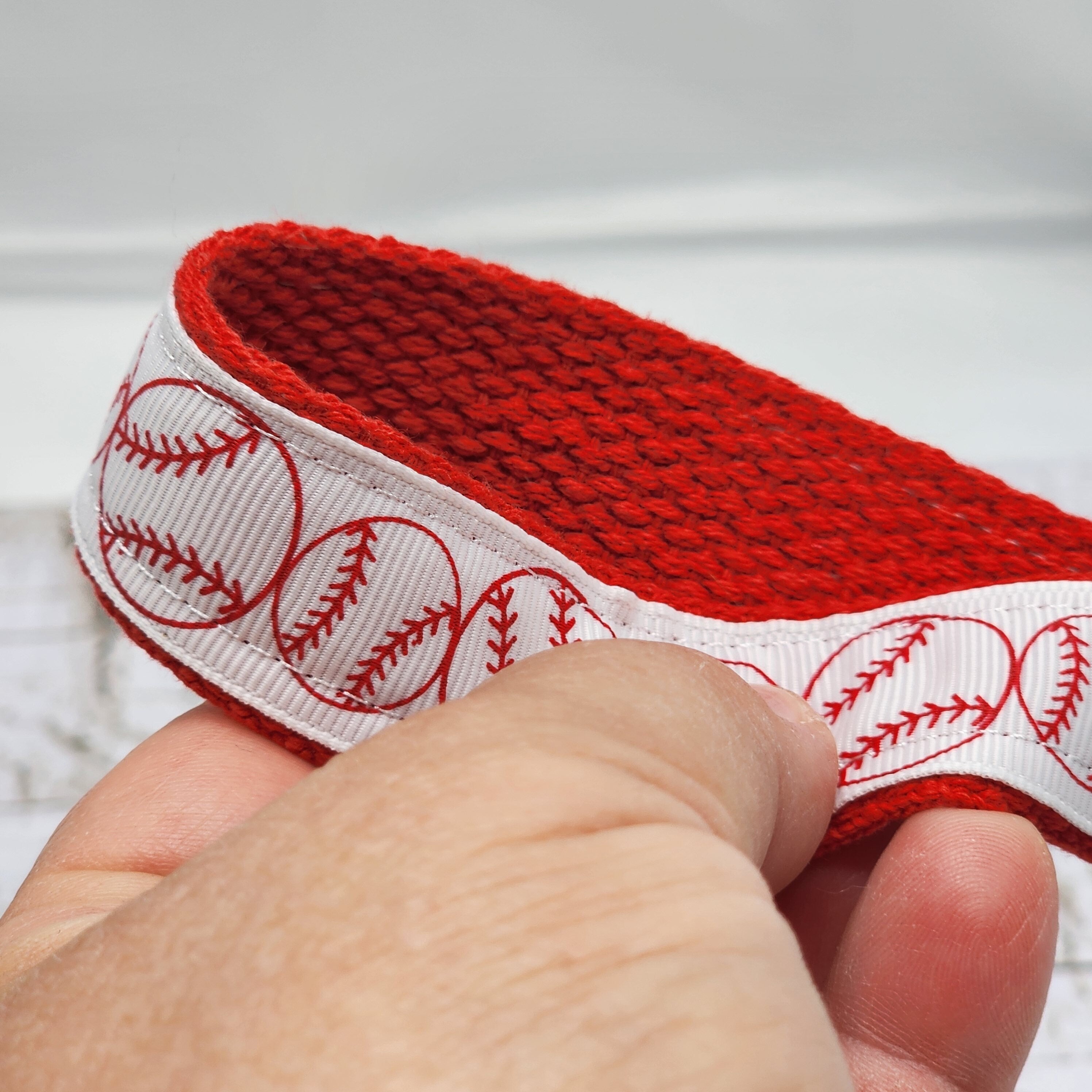 Baseball Print Key Fob Wristlet: Cotton Keychain