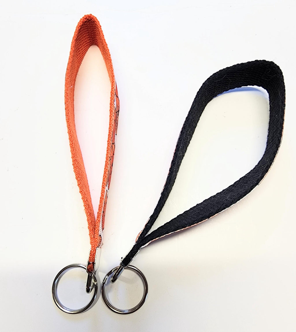 Basketball 2 Print Key Fob Wristlet// Cotton KeyChain// Ribbon key fob wristlet//Stubby keychaing//Stubby Fob