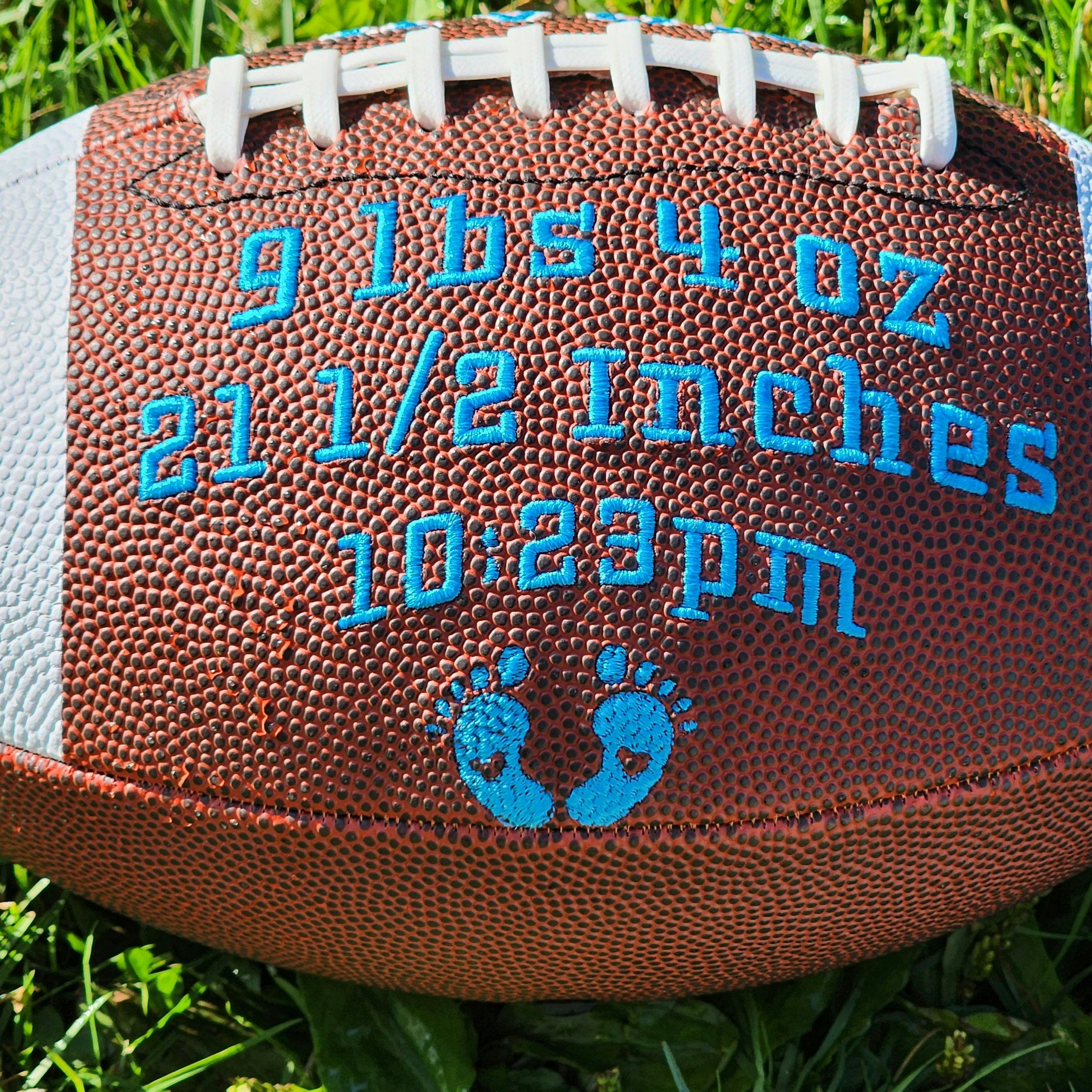Birth Stats gift // Custom Personalized Embroidered football// Baby Gift // Football Gift // Keepsake ball //Memorabilia //Baby Stats