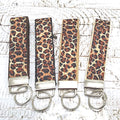 Cheetah Print Cotton Ribbon Key Fob Wristlet