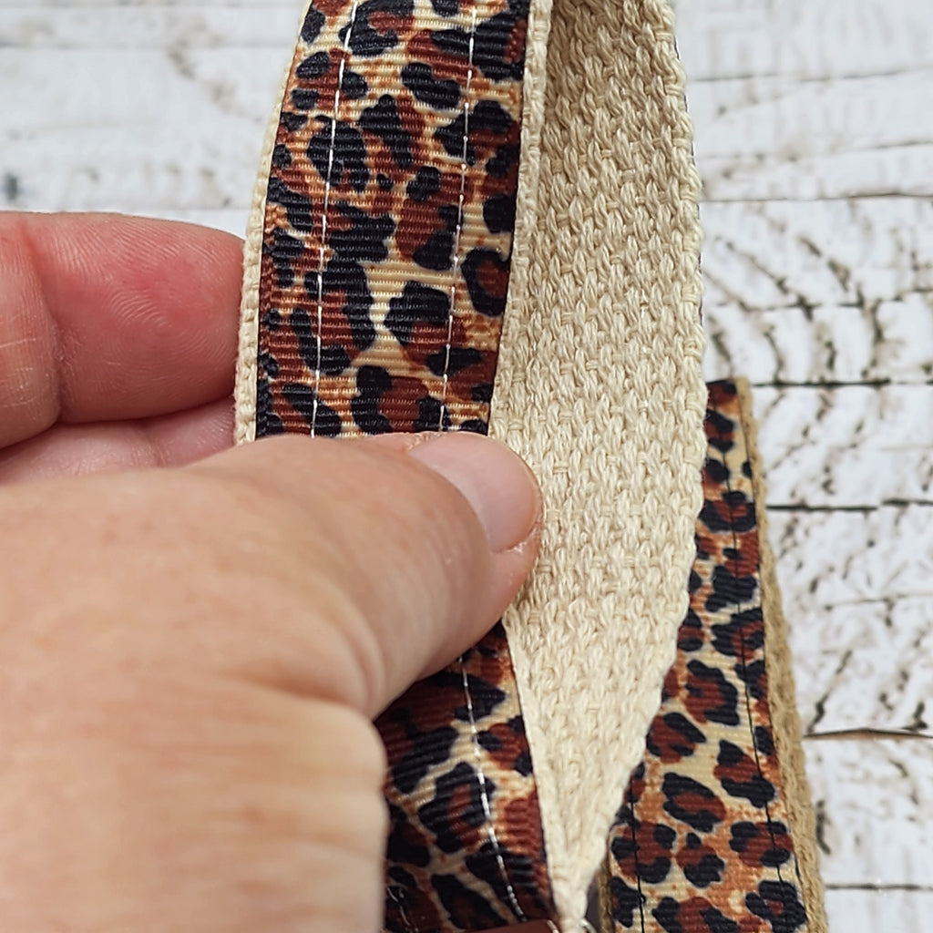 Cheetah Print Cotton Ribbon Key Fob Wristlet