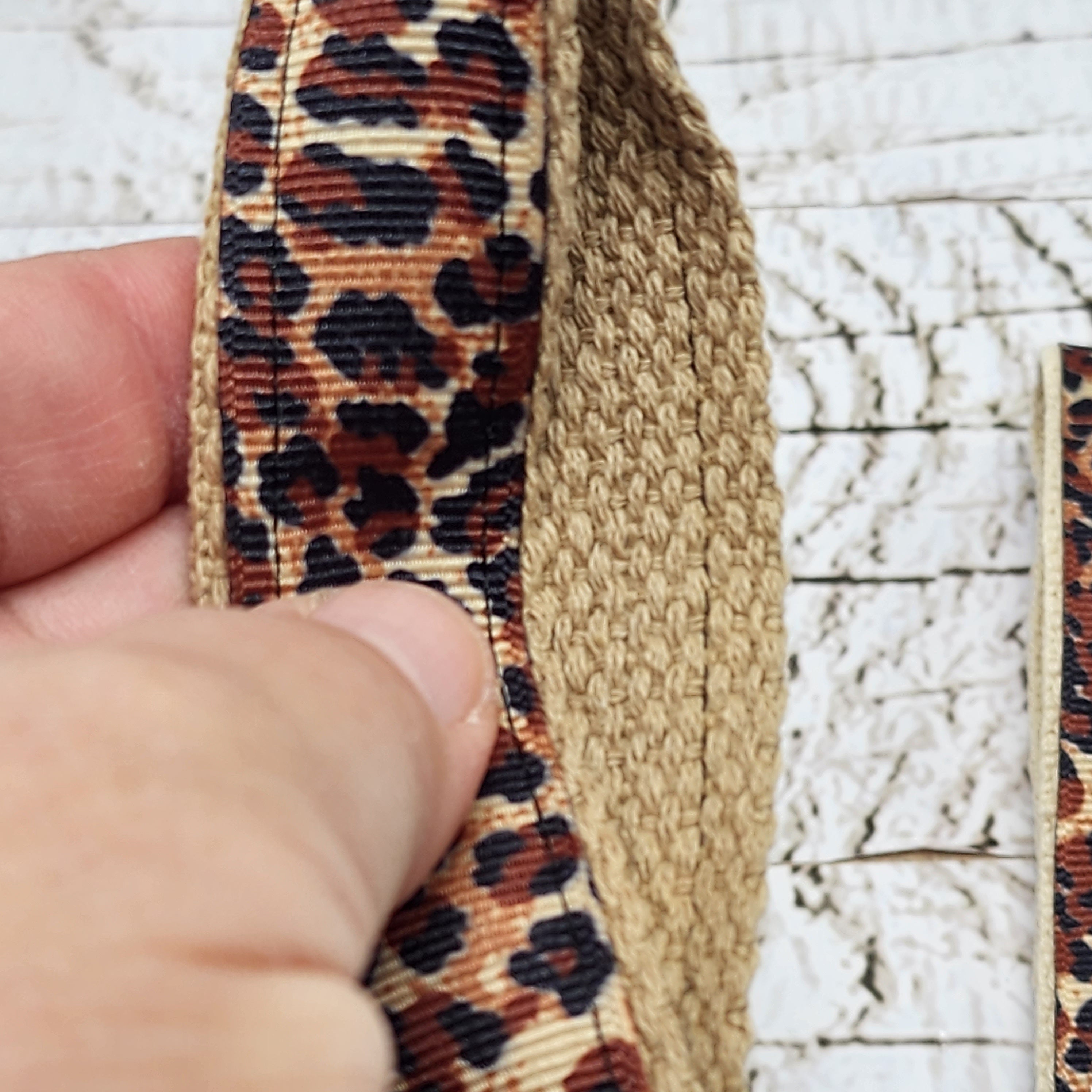 Cheetah Print Cotton Ribbon Key Fob Wristlet