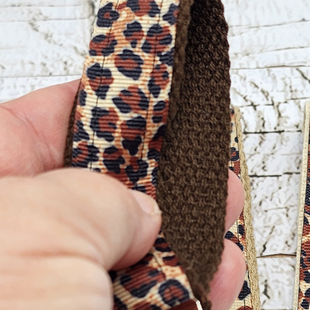 Cheetah Print Cotton Ribbon Key Fob Wristlet