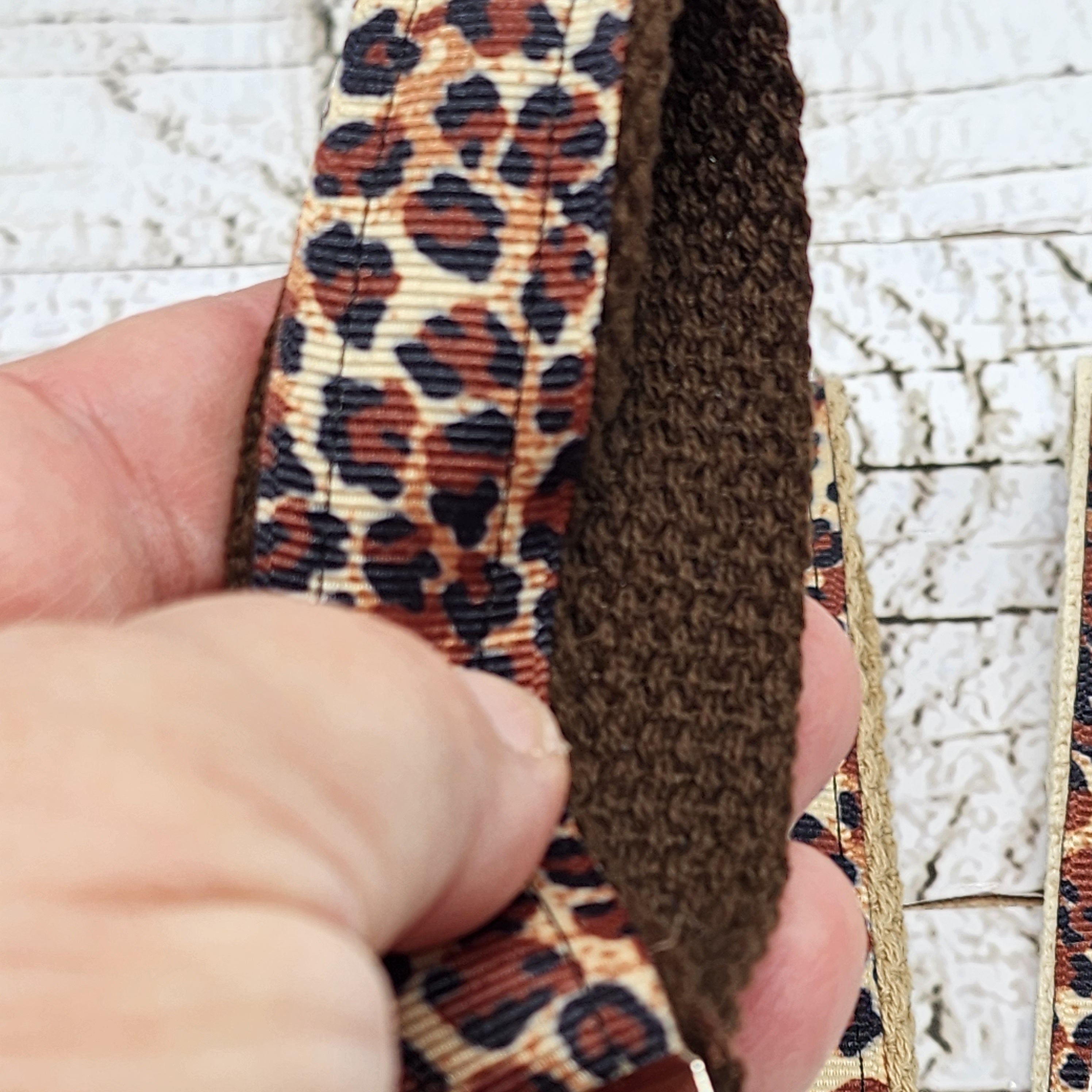 Cheetah Print Cotton Ribbon Key Fob Wristlet
