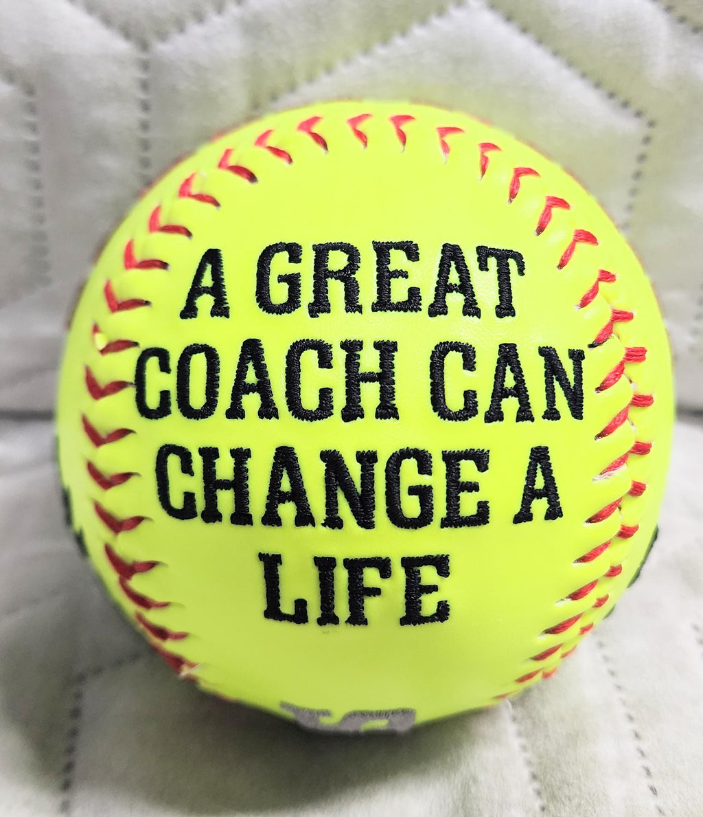 Coaches Gift//Custom Personalized Embroidered Softball // Softball Gift// Keepsake ball // Coach gift// Memorabilia