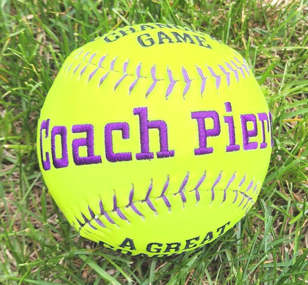 Coaches Gift//Custom Personalized Embroidered Softball // Softball Gift// Keepsake ball // Coach gift// Memorabilia