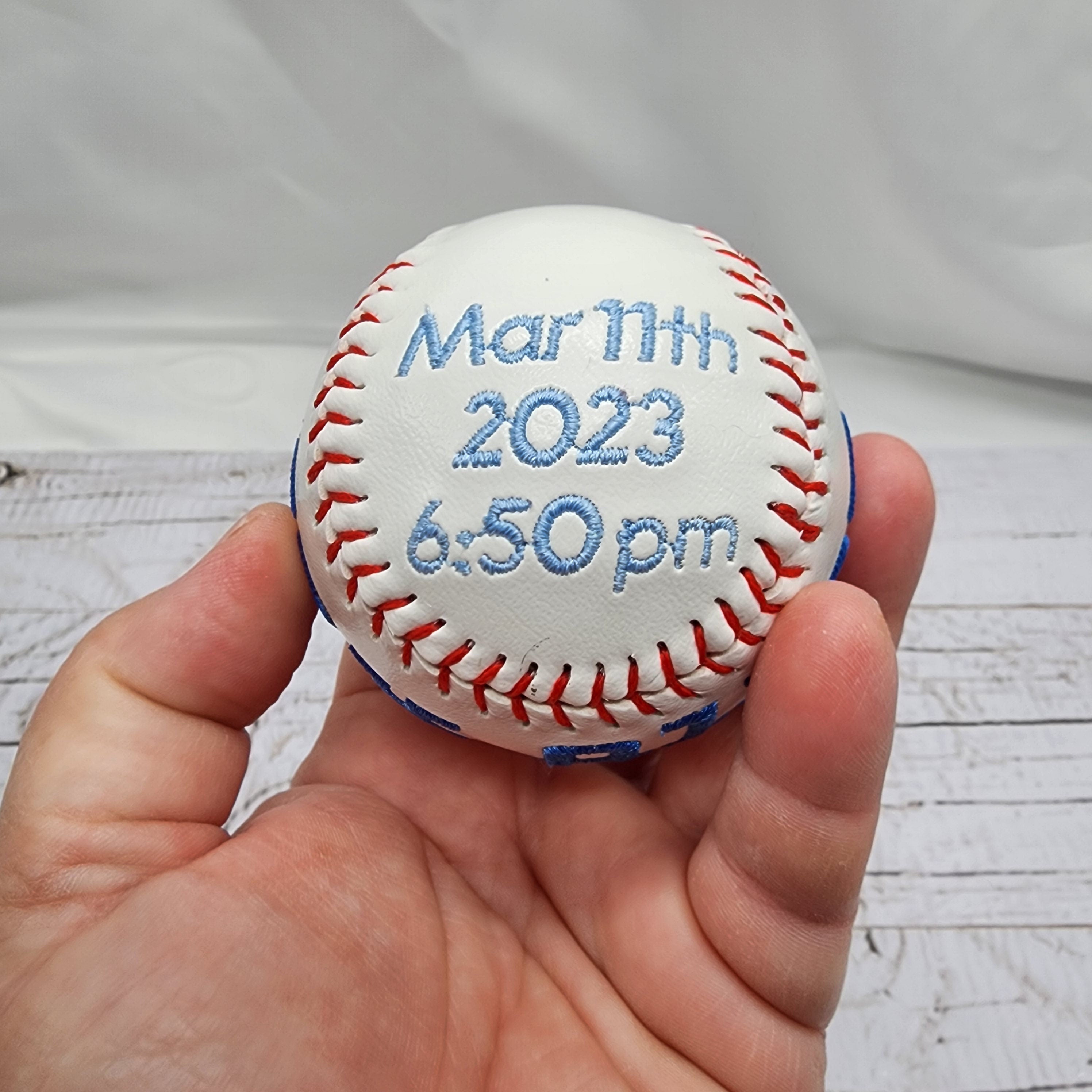 Embroidered Birth Stats Softball/Baseball – Personalized Baby Keepsake Gift