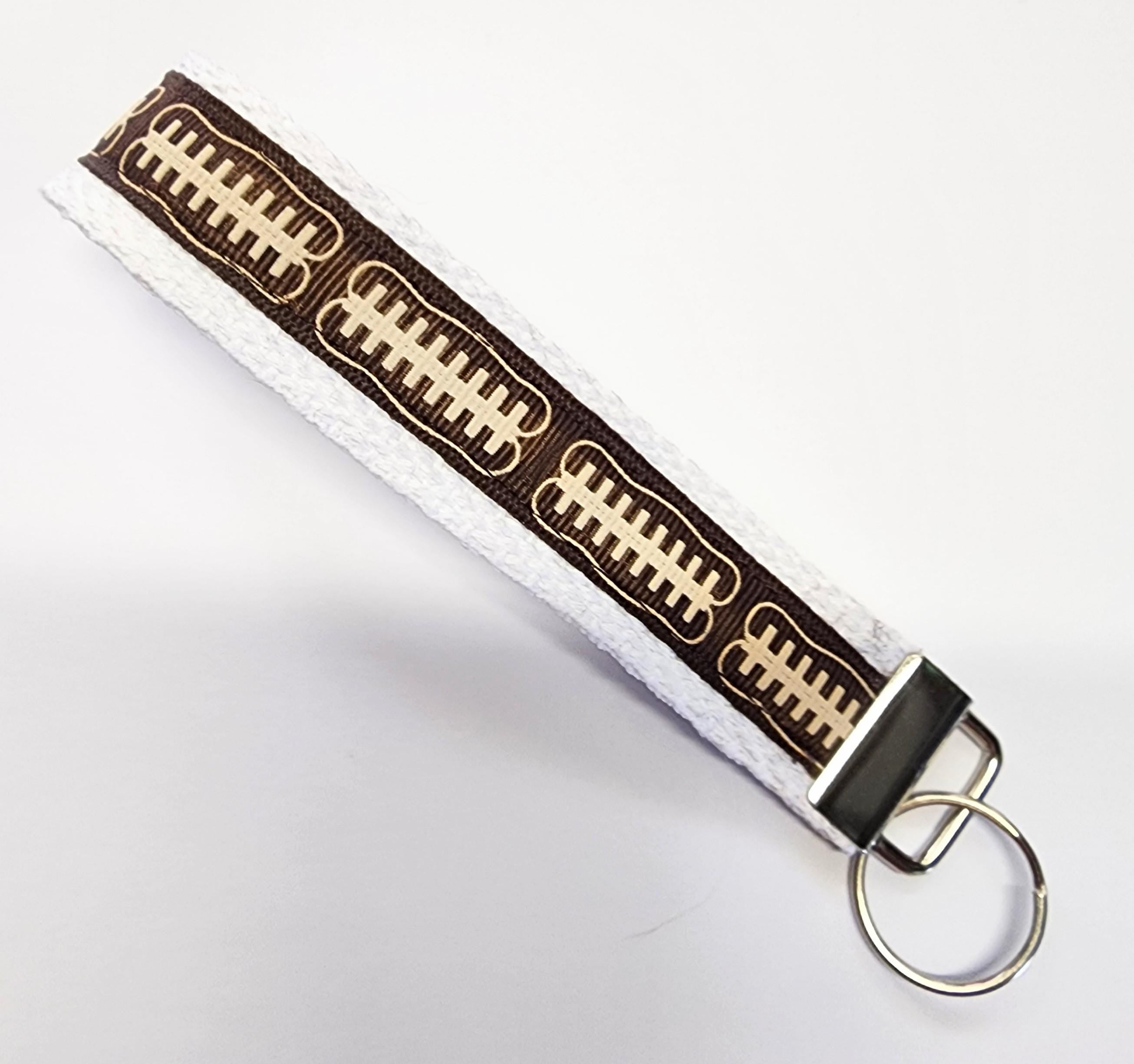 Football Ribbon Key Fob Wristlet - Cotton Keychain