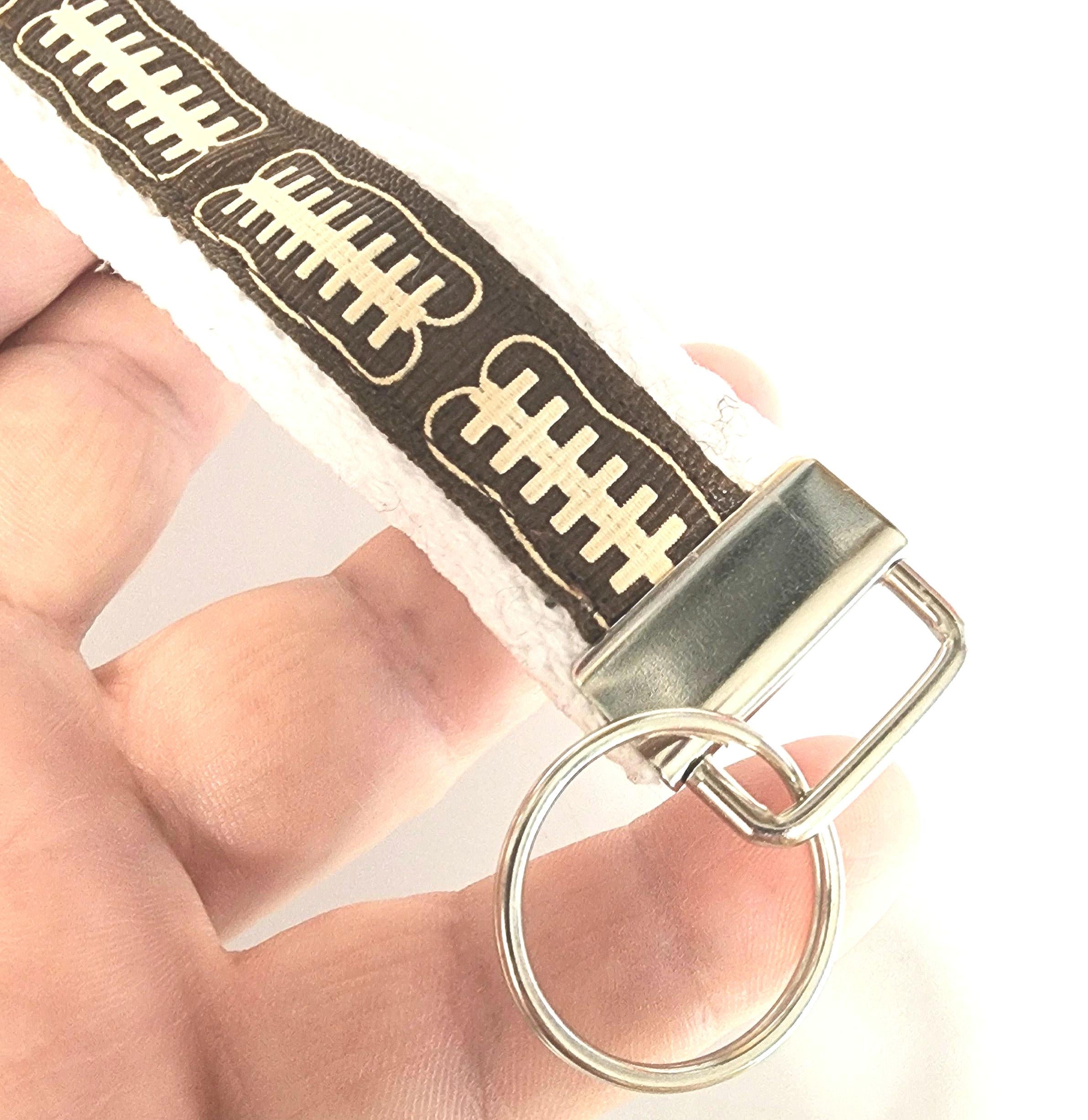 Football Ribbon Key Fob Wristlet - Cotton Keychain
