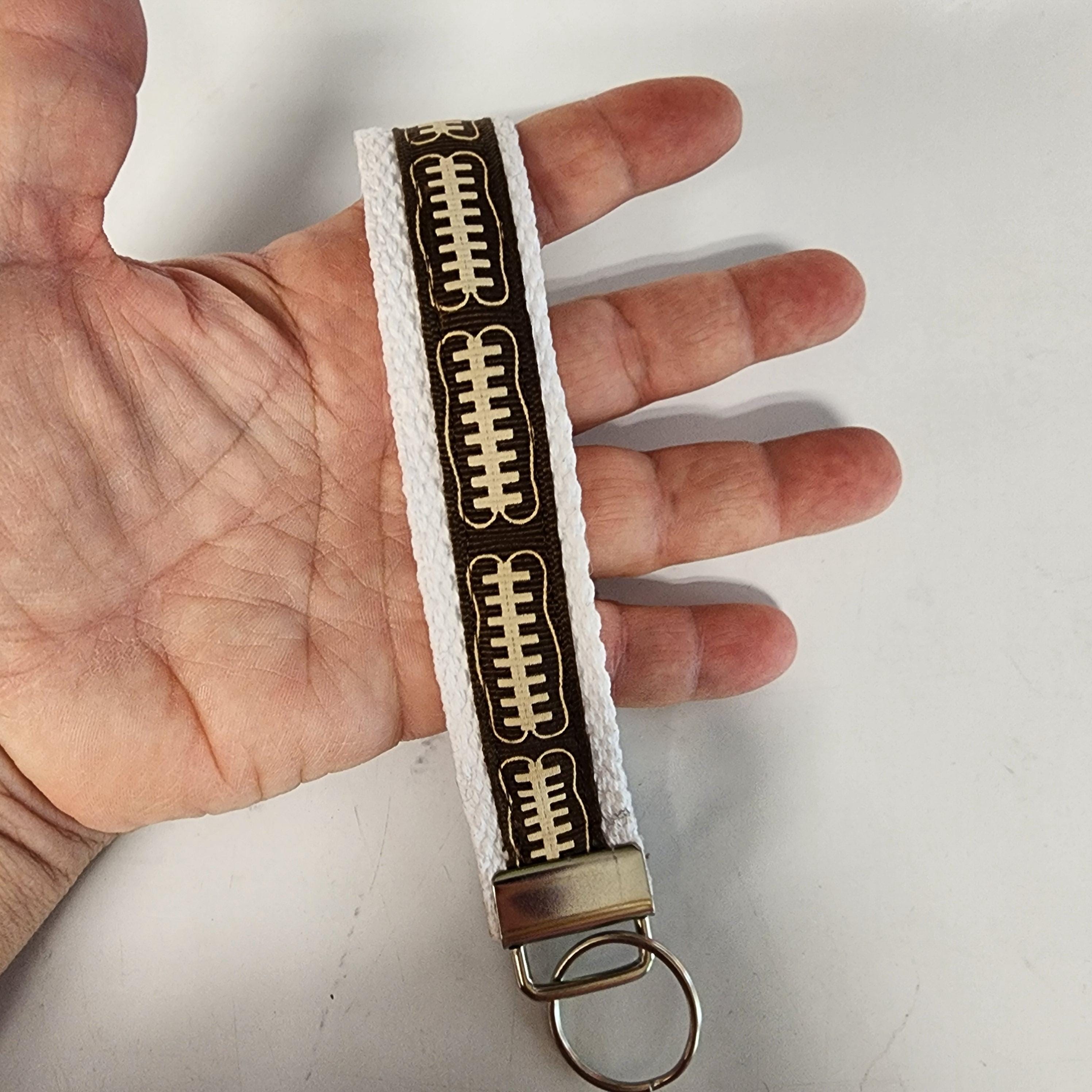 Football Ribbon Key Fob Wristlet - Cotton Keychain