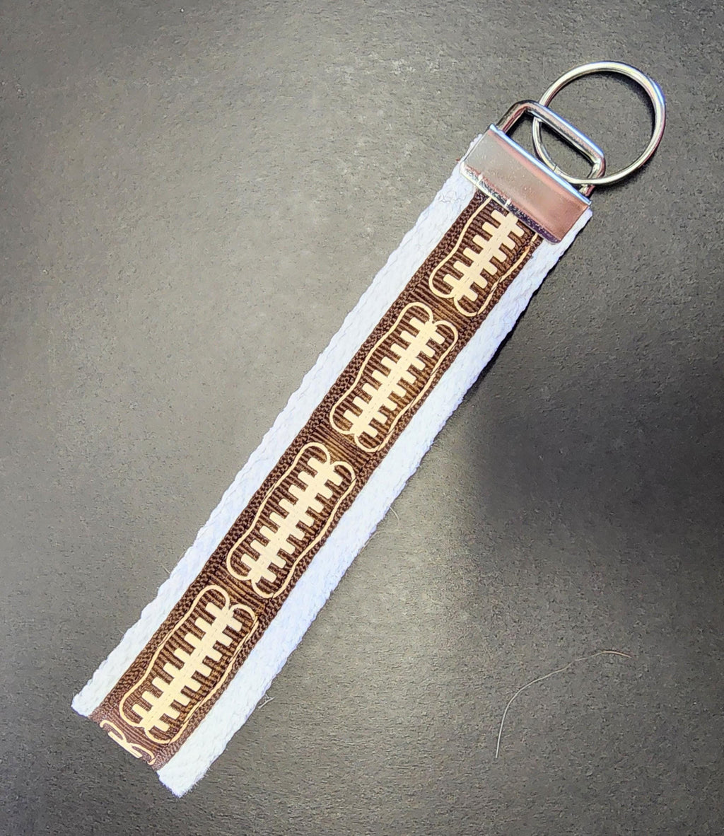 Football Ribbon Key Fob Wristlet - Cotton Keychain