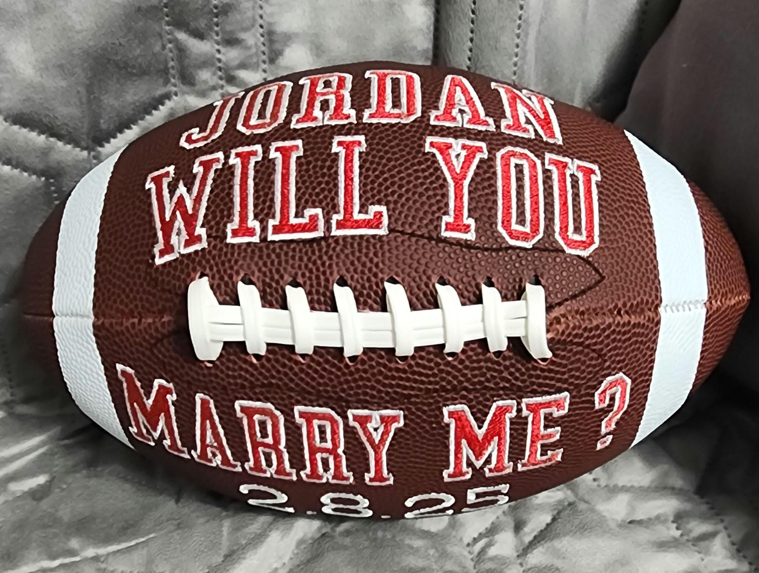 Marriage proposal// Will you Marry me// Engagement// Promposal// Embroidered Personalized Football Gift