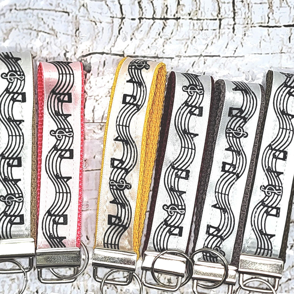 Music Print Key Fob Wristlet, Cotton Keychain