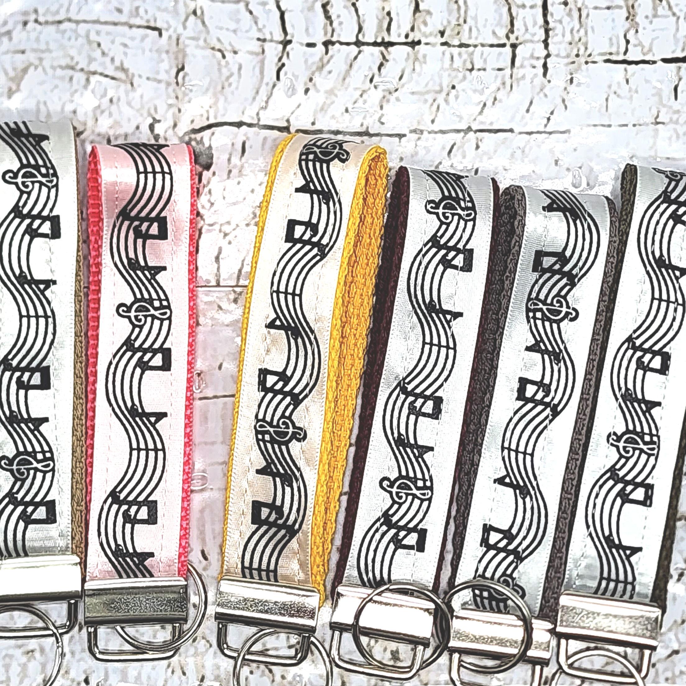 Music Print Key Fob Wristlet, Cotton Keychain