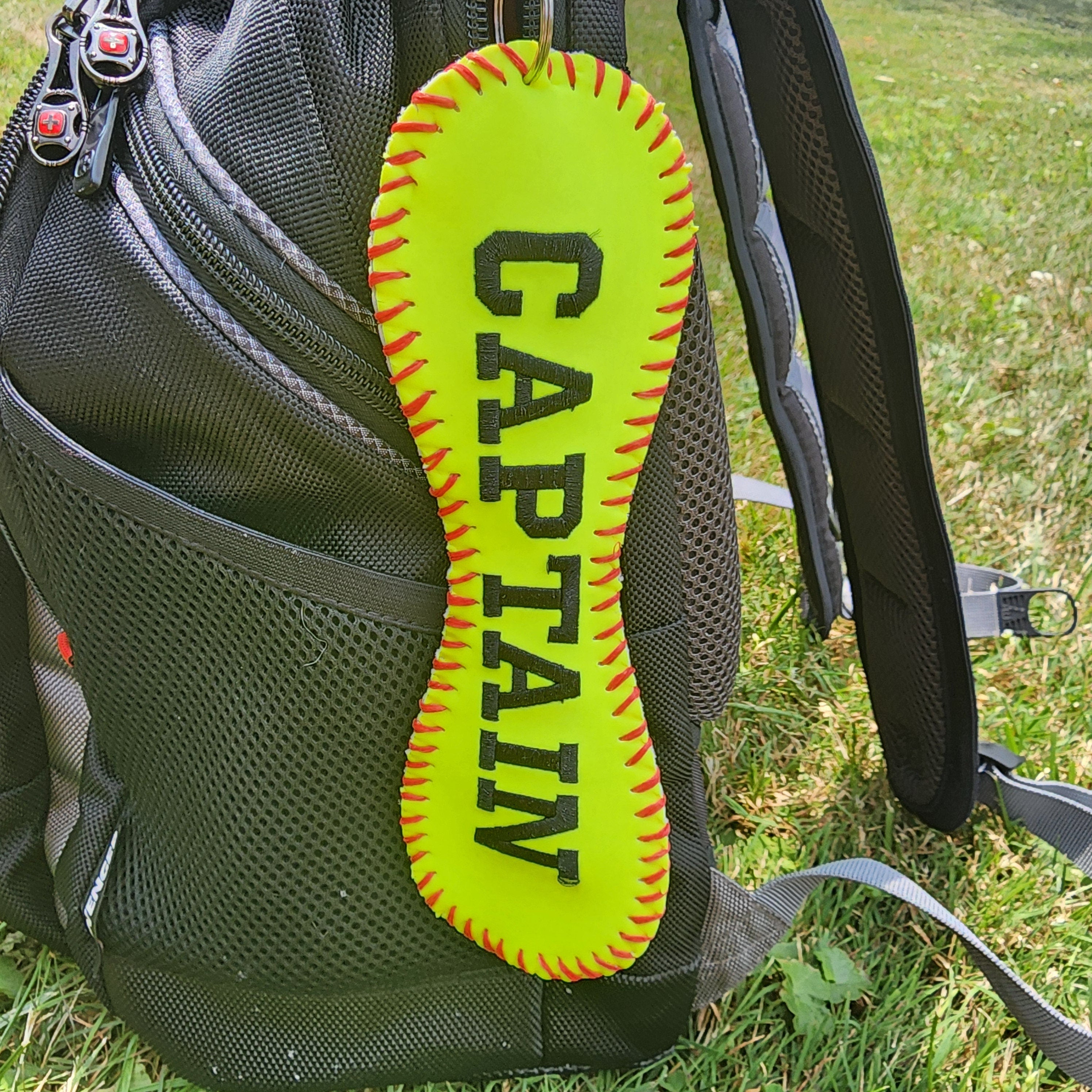 Personalized Baseball/Softball Bag Tag: Captain Name ID Clip