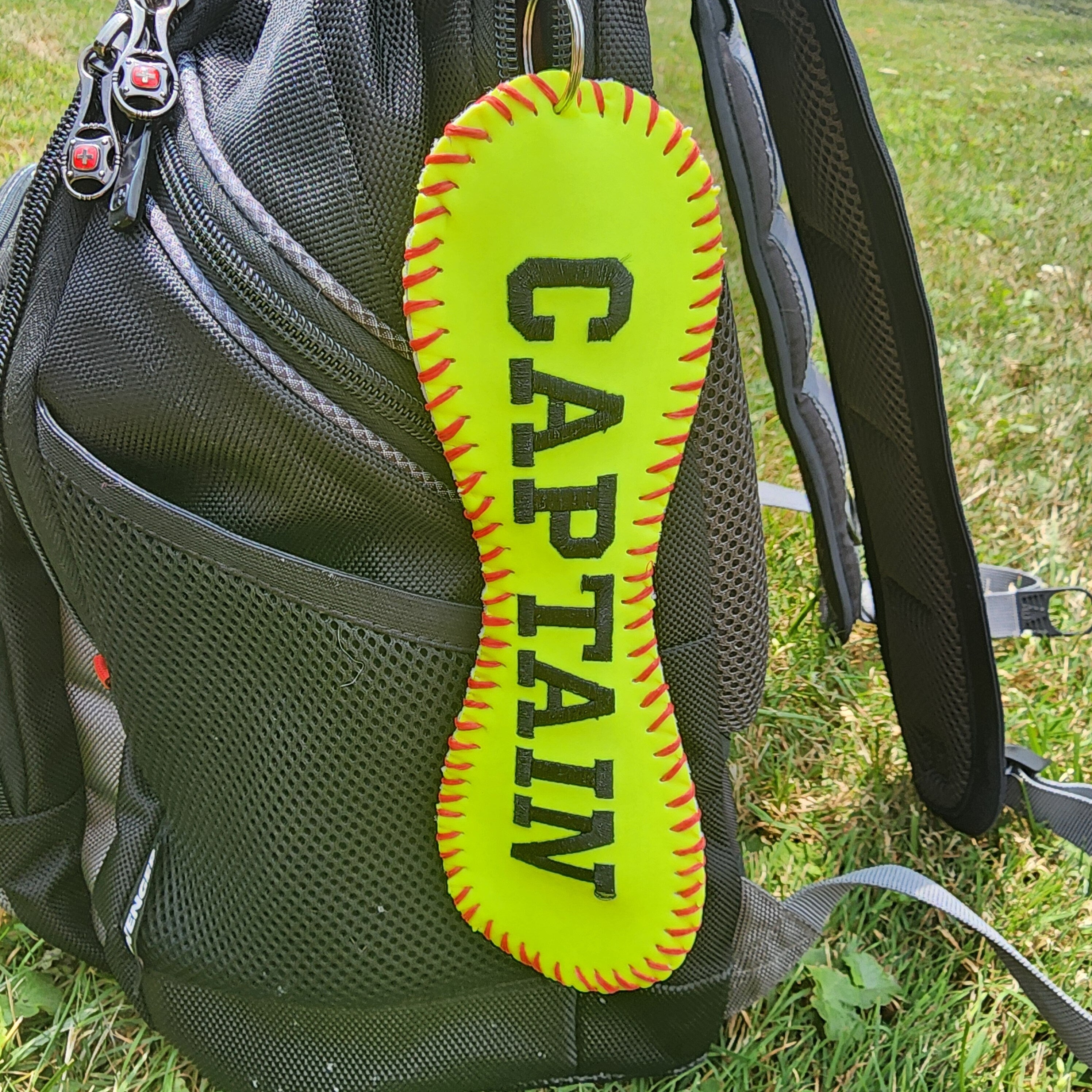 Personalized Baseball/Softball Bag Tag: Captain Name ID Clip