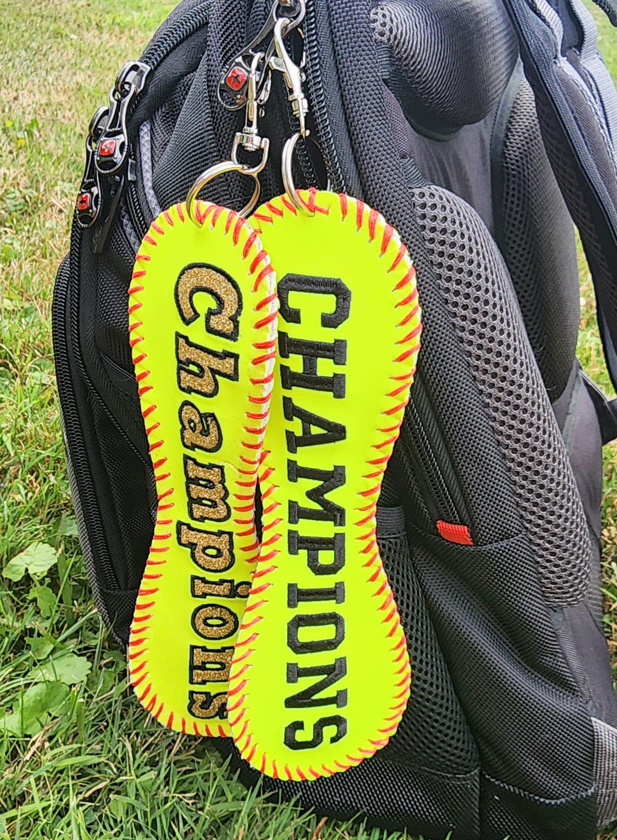 Personalized Champions Softball Bag Tag - Custom Team Award