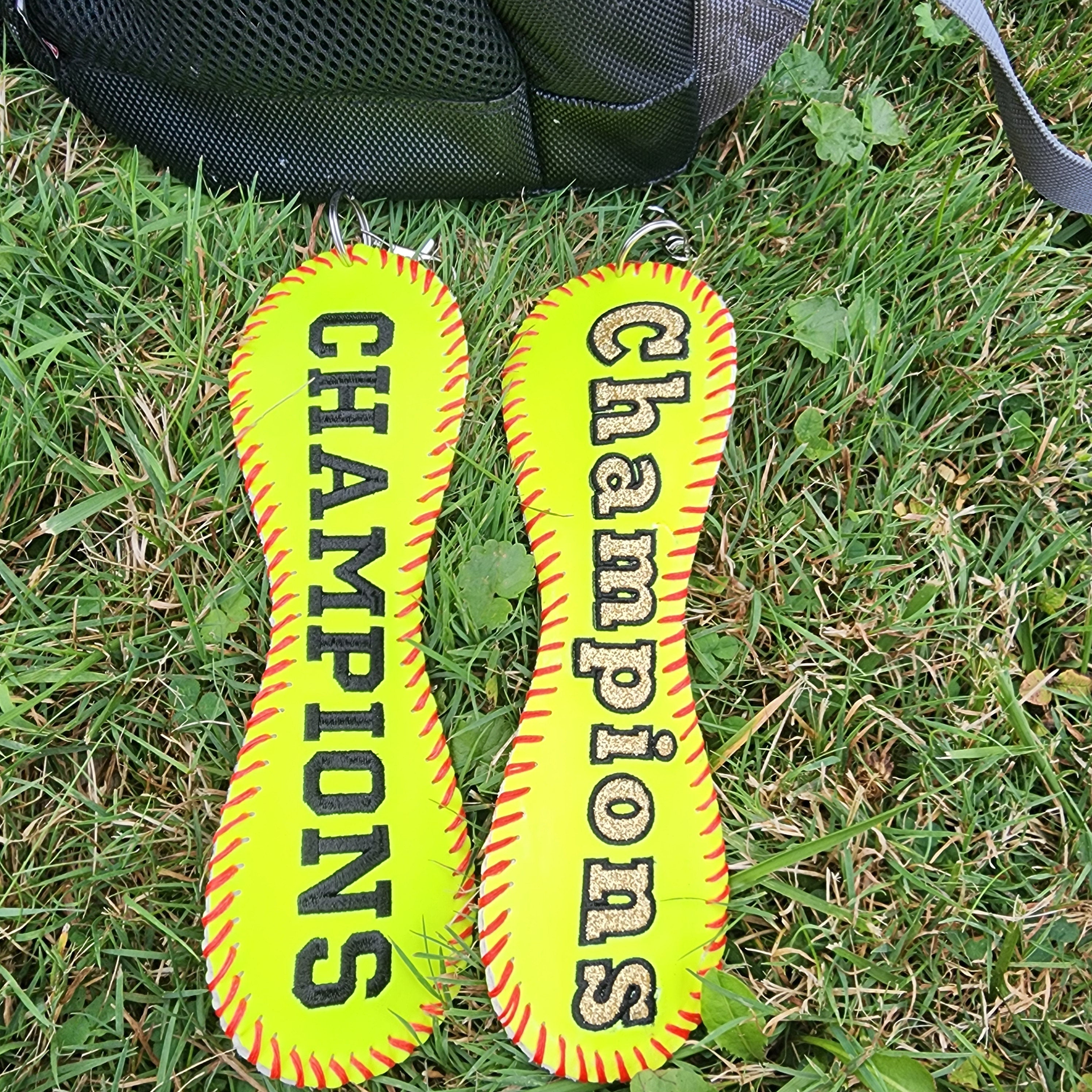 Personalized Champions Softball Bag Tag - Custom Team Award