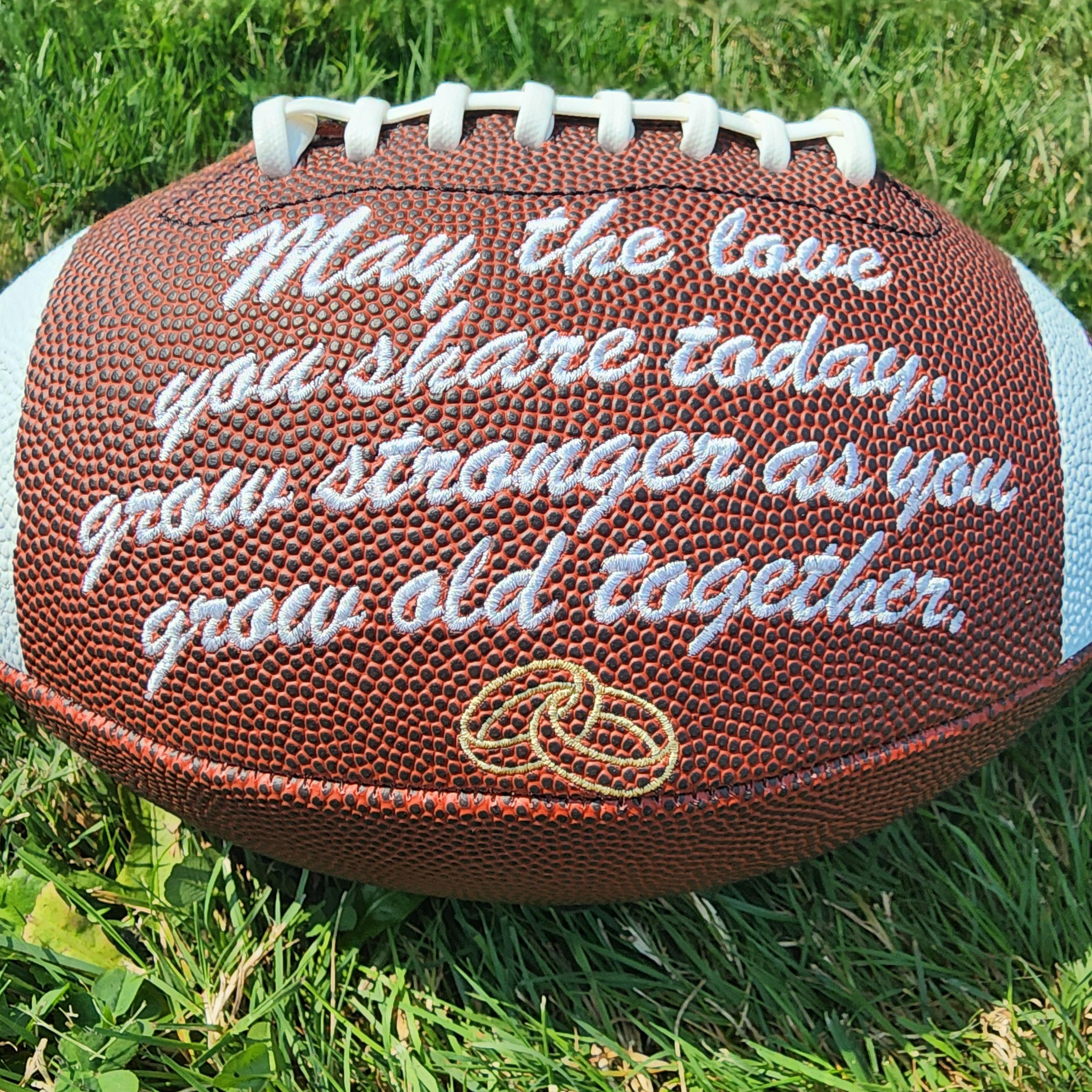 Personalized Embroidered Football - Wedding, Engagement, Anniversary Gift