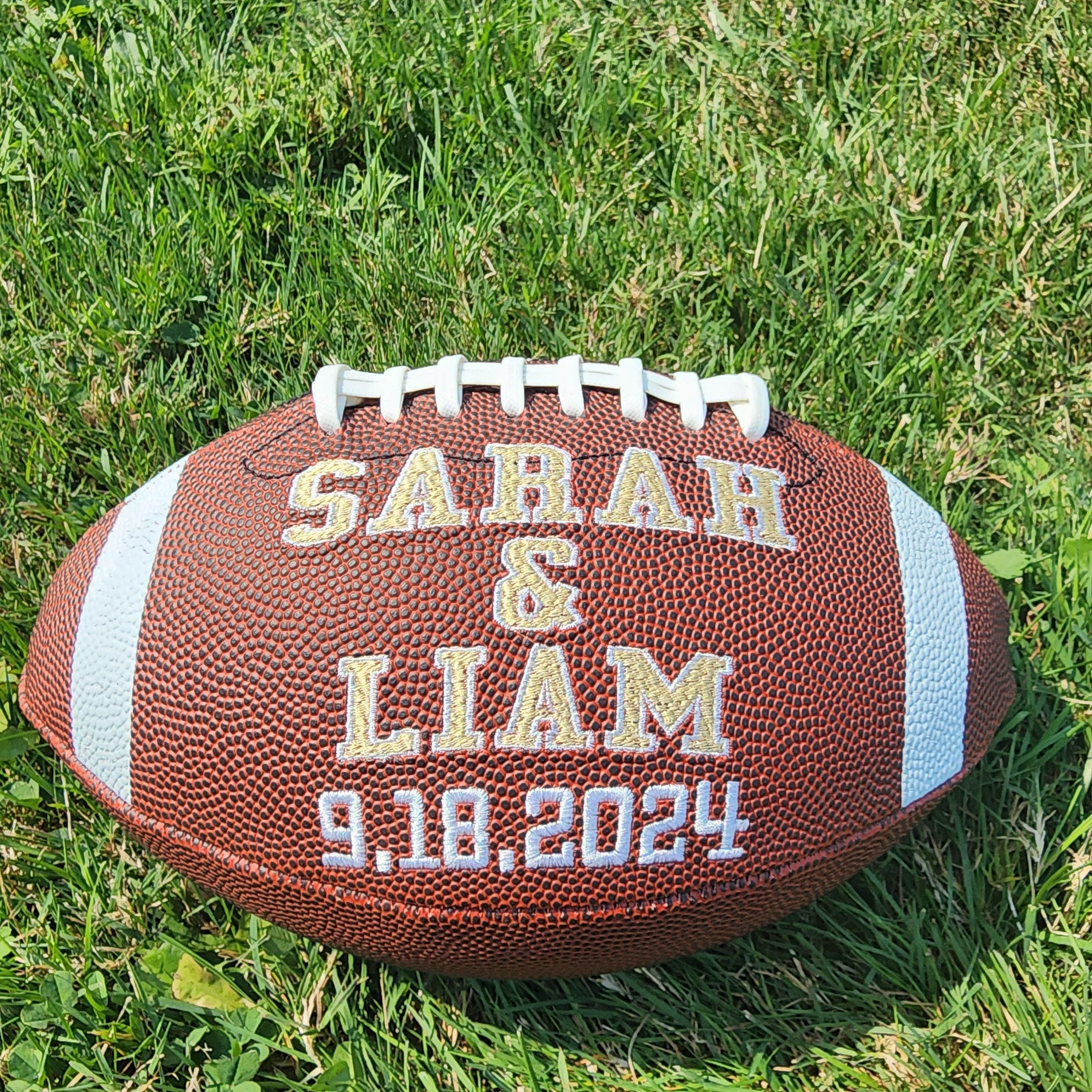 Personalized Embroidered Football - Wedding, Engagement, Anniversary Gift