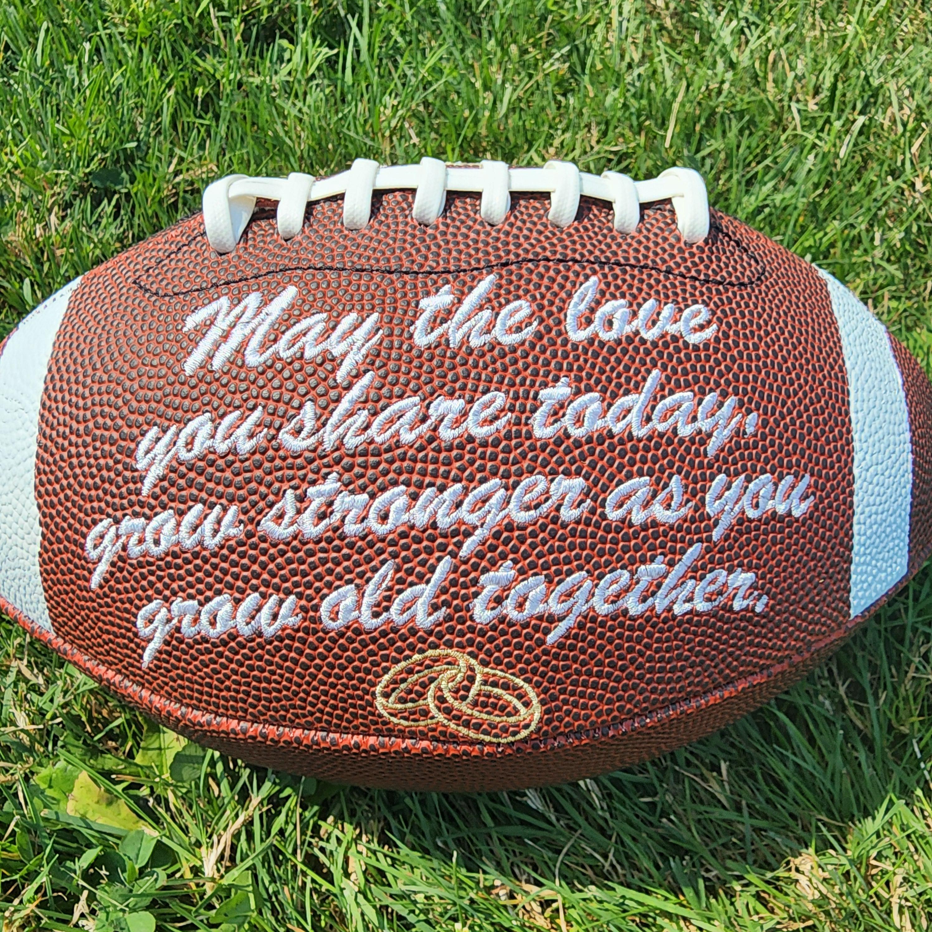 Personalized Embroidered Football - Wedding, Engagement, Anniversary Gift