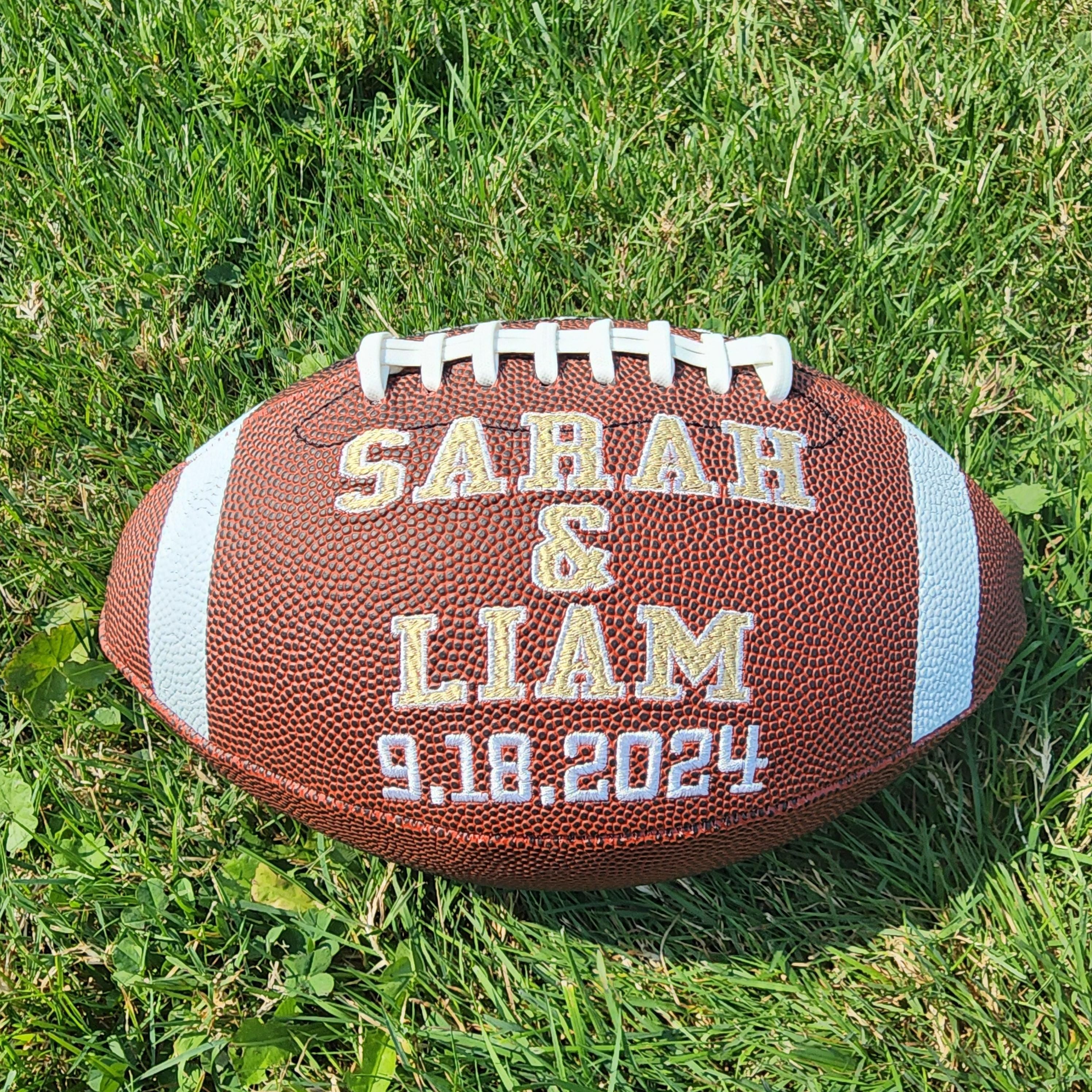 Personalized Embroidered Football - Wedding, Engagement, Anniversary Gift