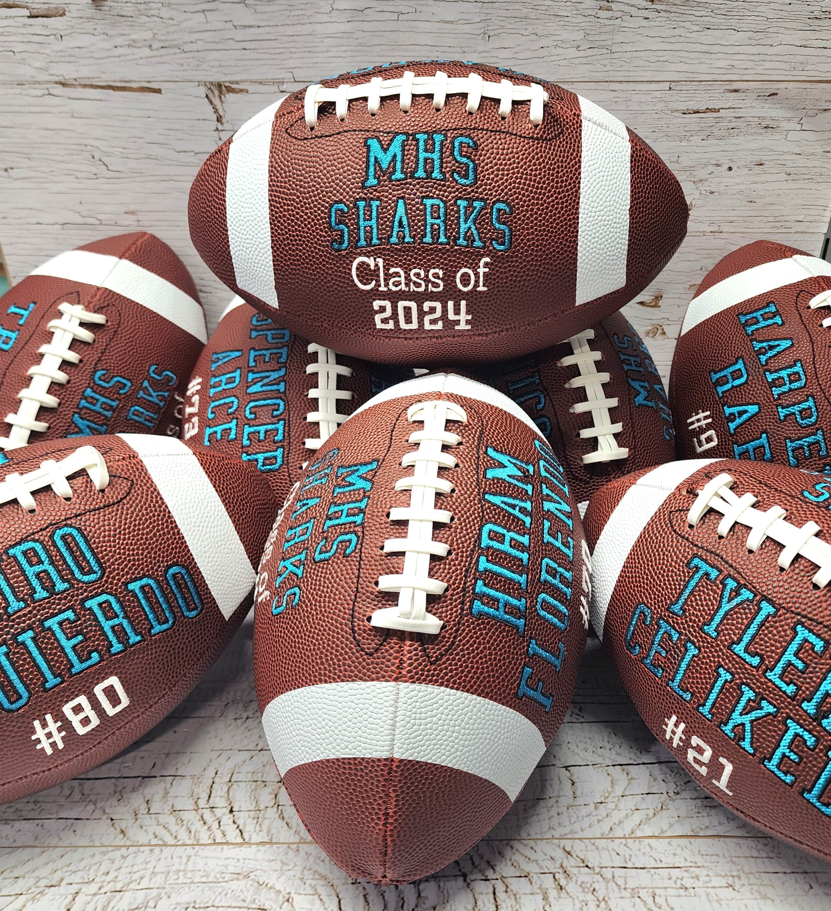 Personalized Embroidered Football, Senior Player Gift, Class of 2026