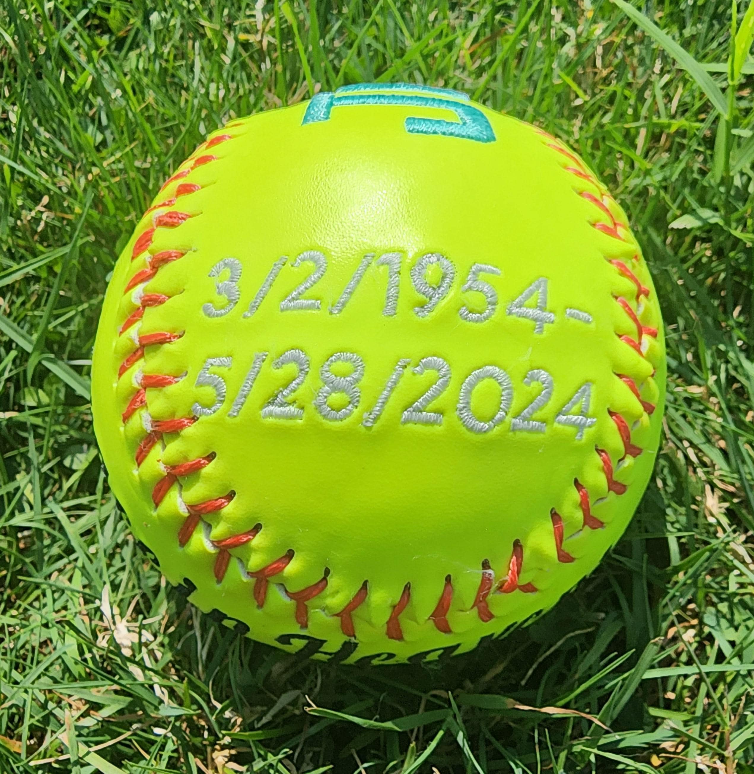 Personalized Embroidered Memorial Softball - Keepsake Remembrance Gift