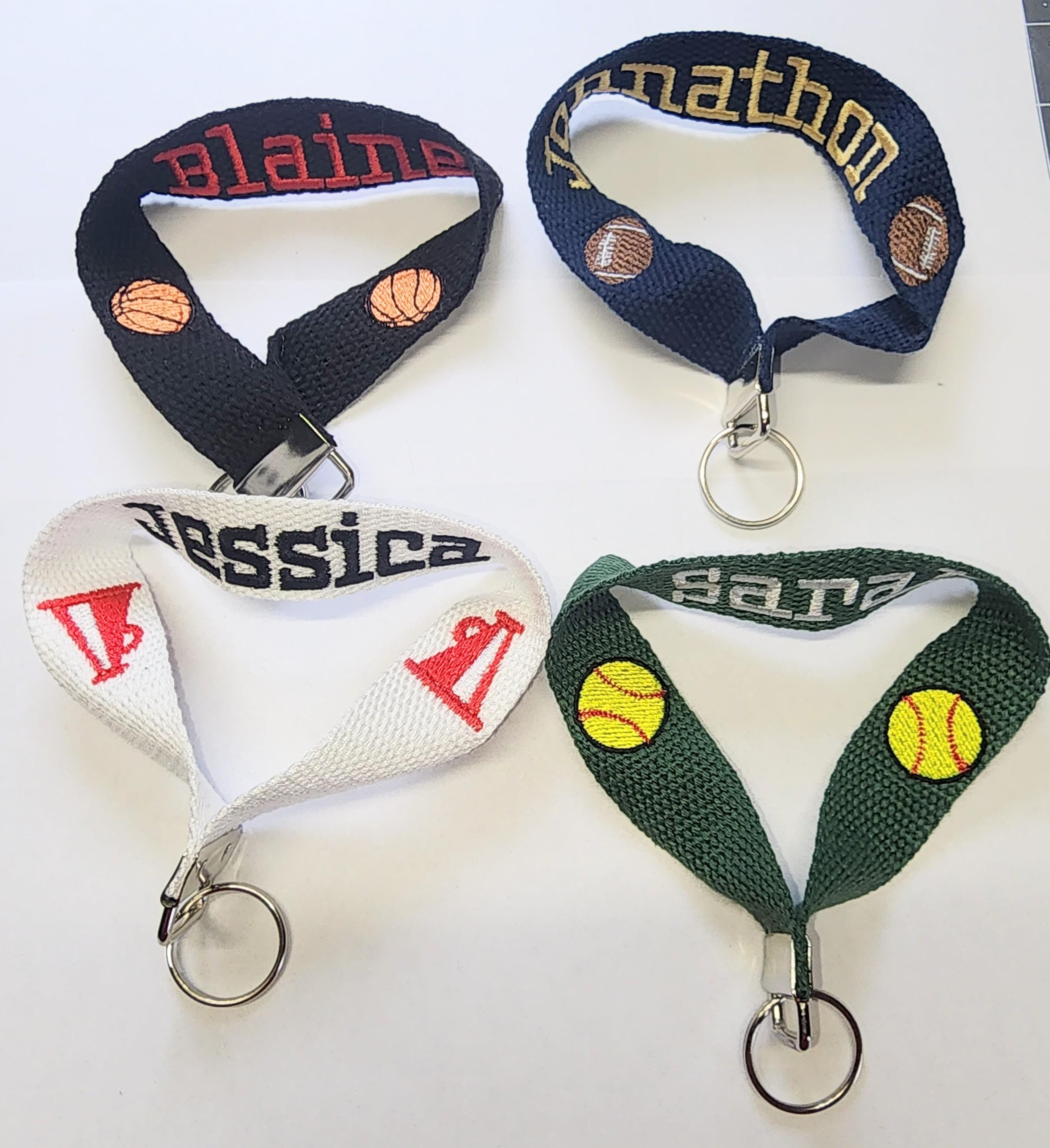 Personalized Keychain key fob//Bag Tag//Customizable Size Cotton sports Print//Sports