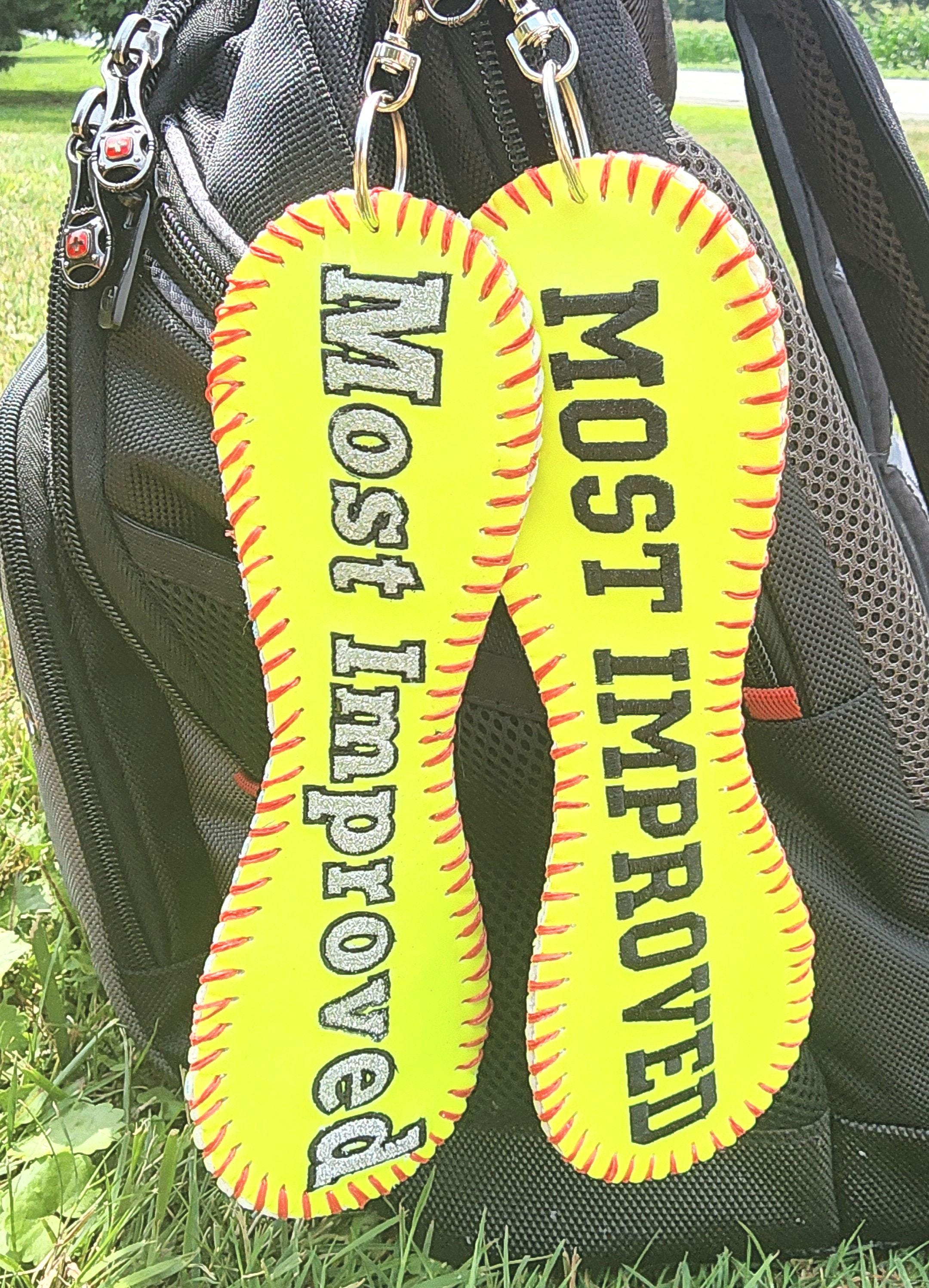 Personalized Most Improved Baseball/Softball Bag Tag Award
