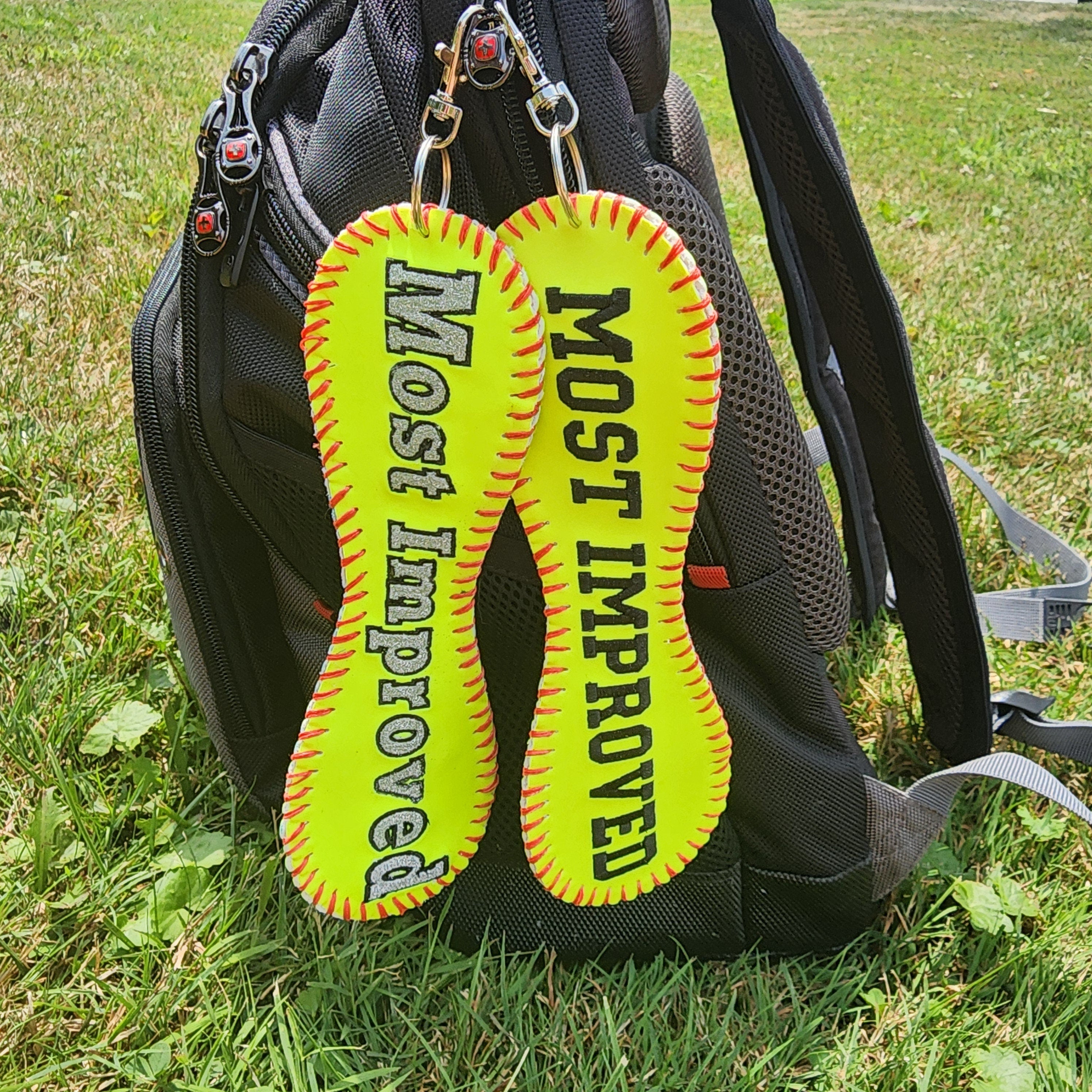 Personalized Most Improved Baseball/Softball Bag Tag Award