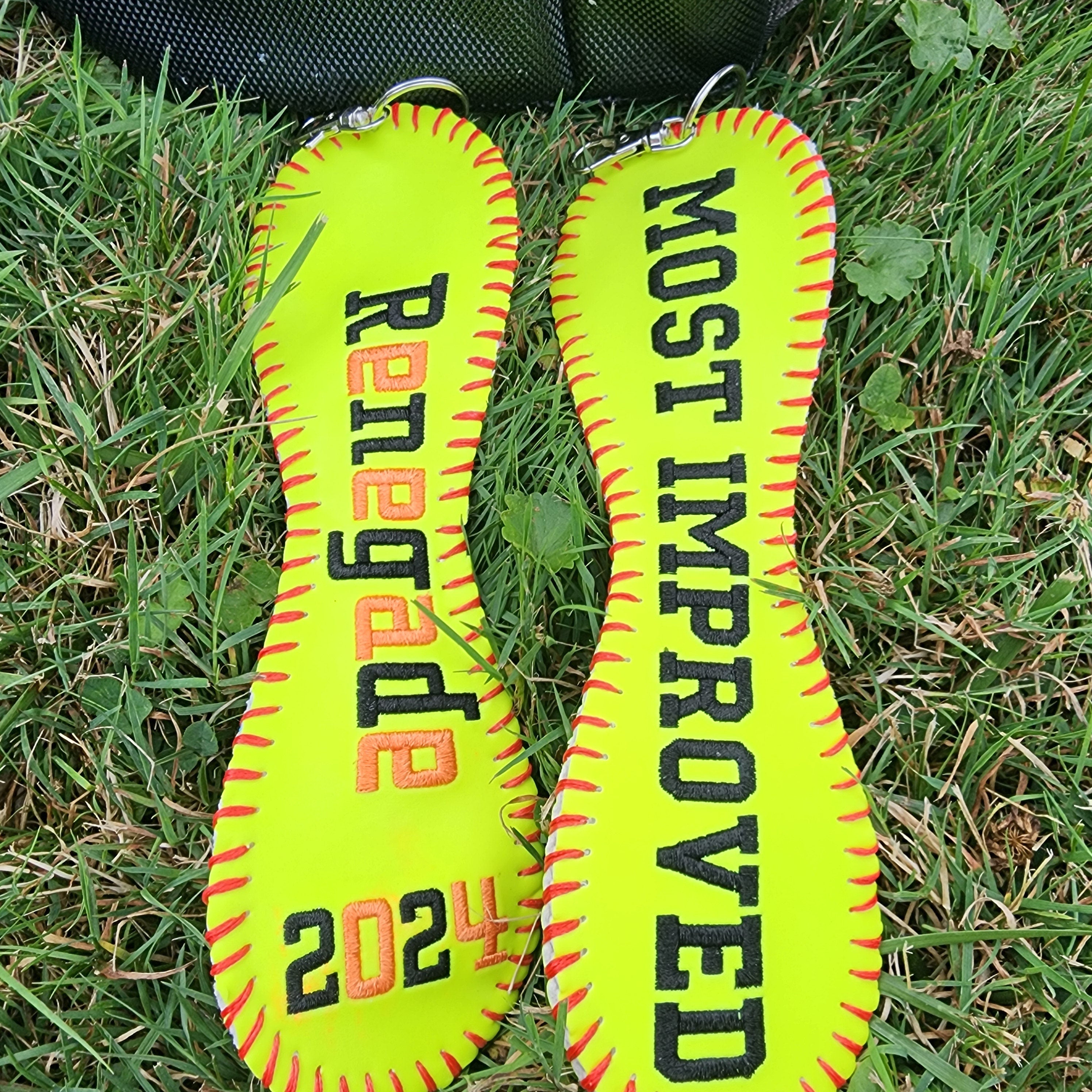 Personalized Most Improved Baseball/Softball Bag Tag Award