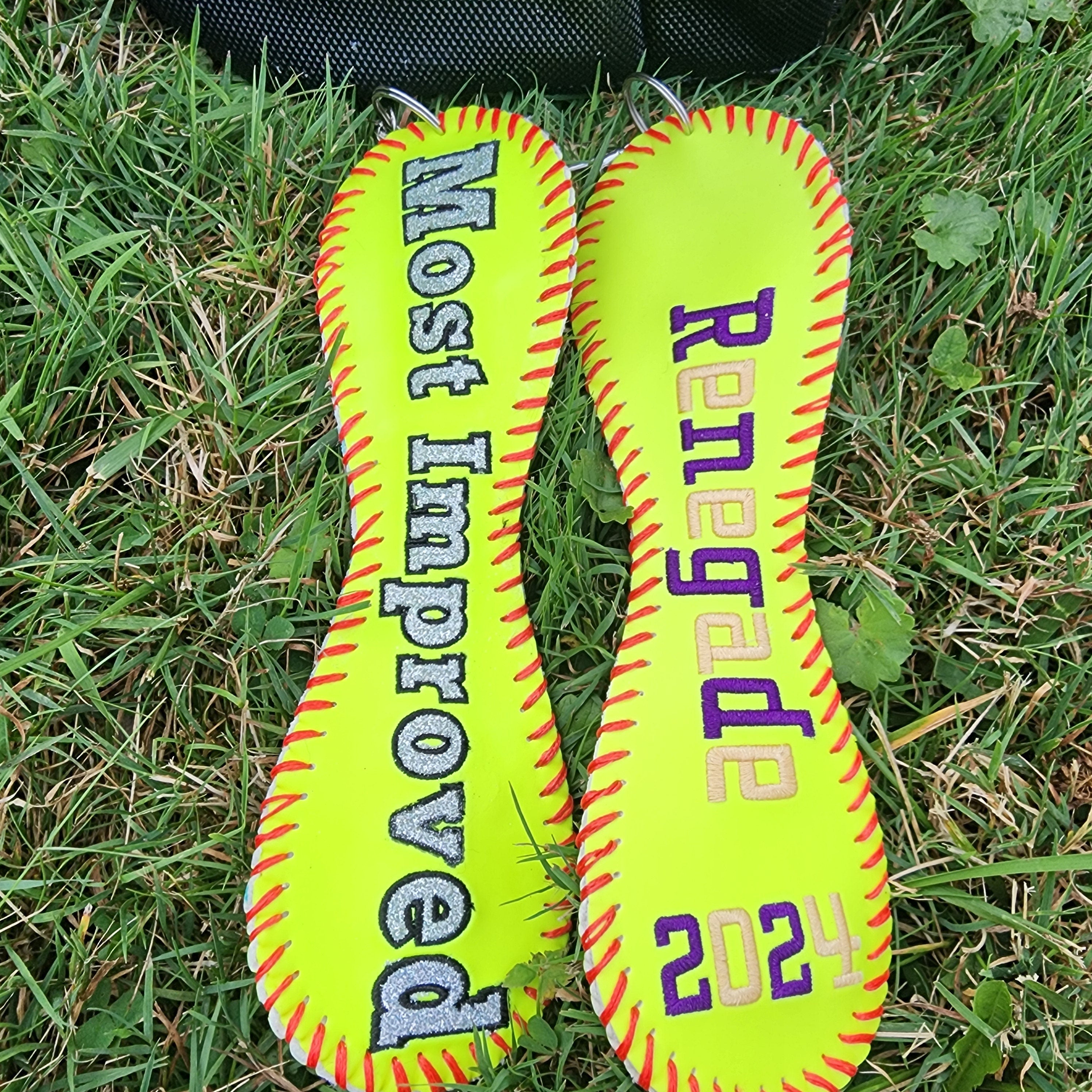 Personalized Most Improved Baseball/Softball Bag Tag Award