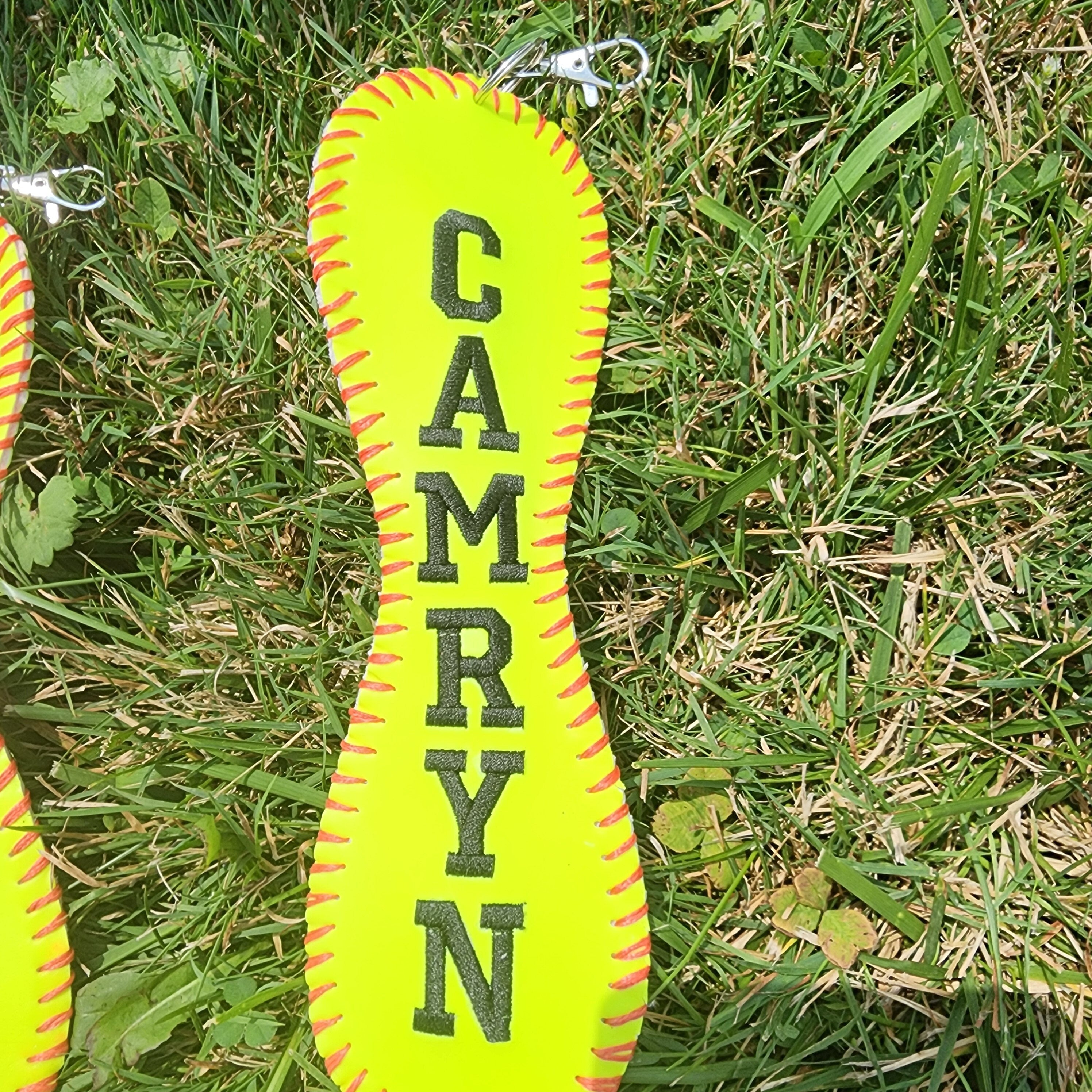 Personalized Softball Bag Tag: Double-Sided Glitter Name ID Clip