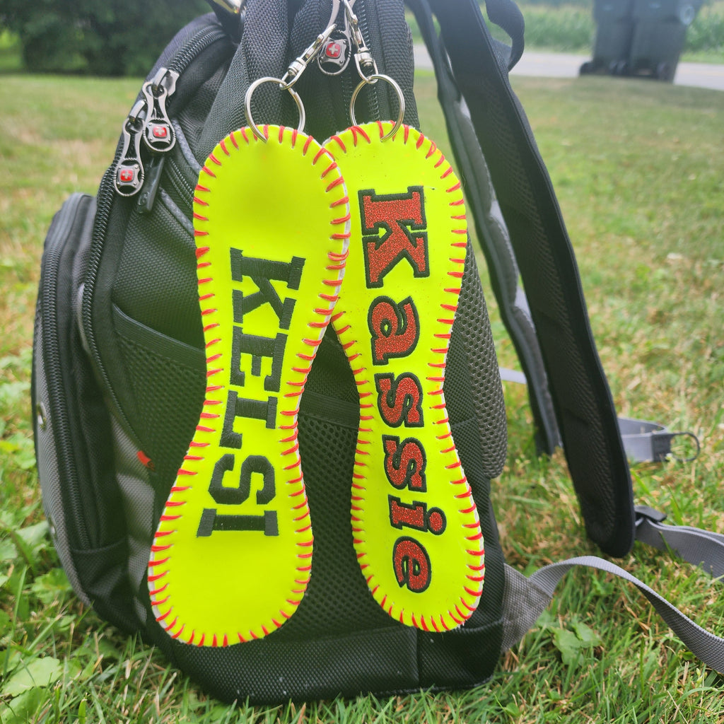 Personalized softball or baseball bag tag// Long softball name tag H//  softball ID clip// Player name tag// sports bag tag// softball gift