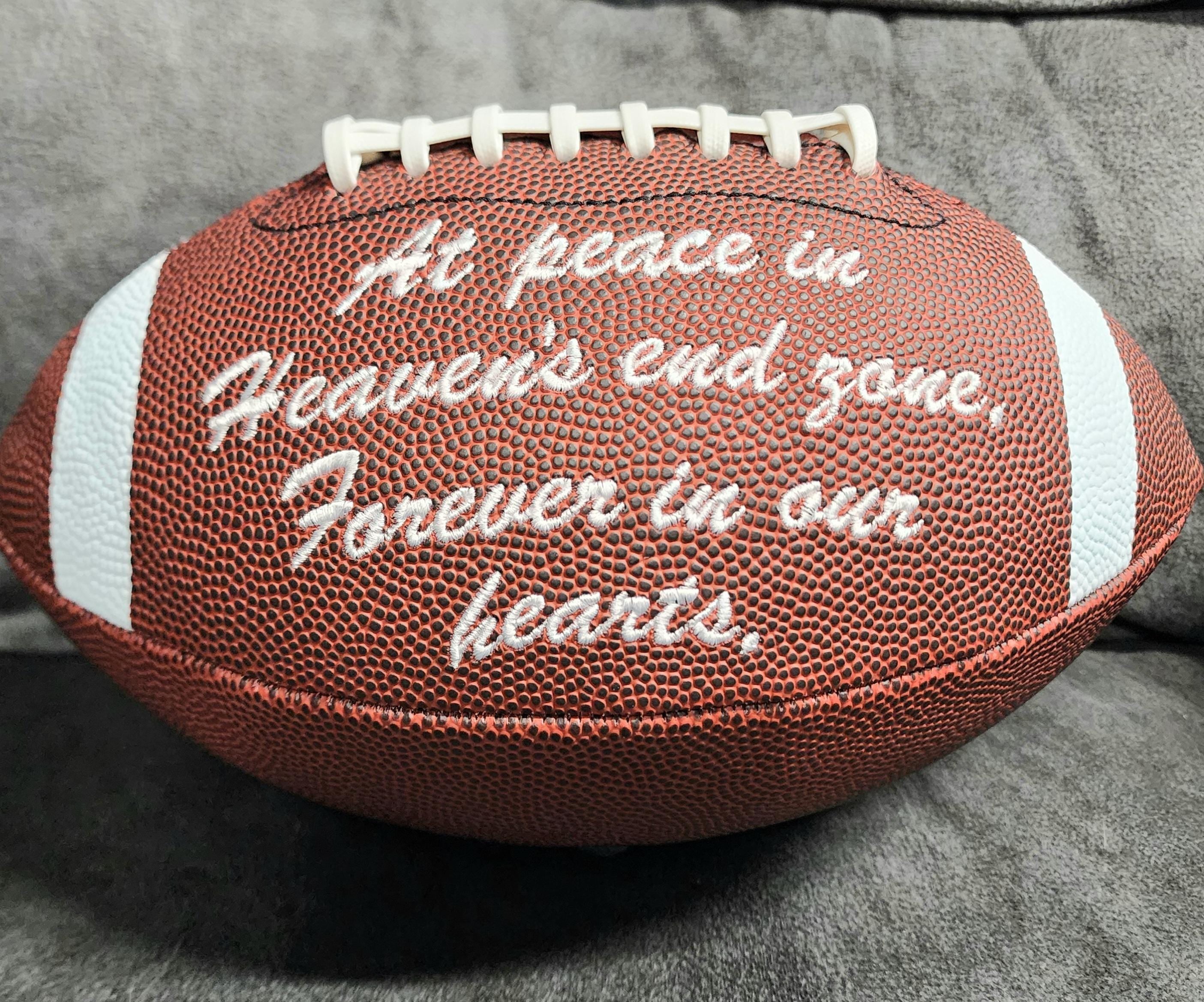 Remembrance Memorial Football Gift//Custom Personalized Embroidered Football // football Gift// Keepsake ball // Family gift// Memorabilia