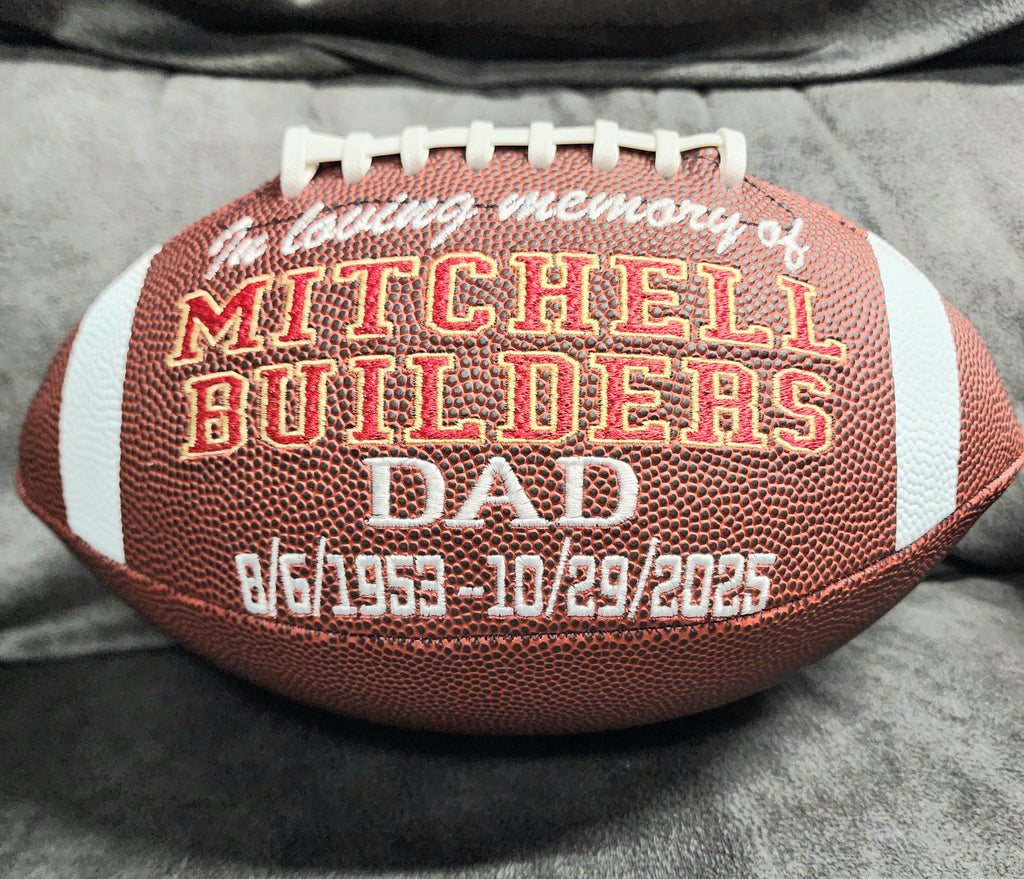 Remembrance Memorial Football Gift//Custom Personalized Embroidered Football // football Gift// Keepsake ball // Family gift// Memorabilia