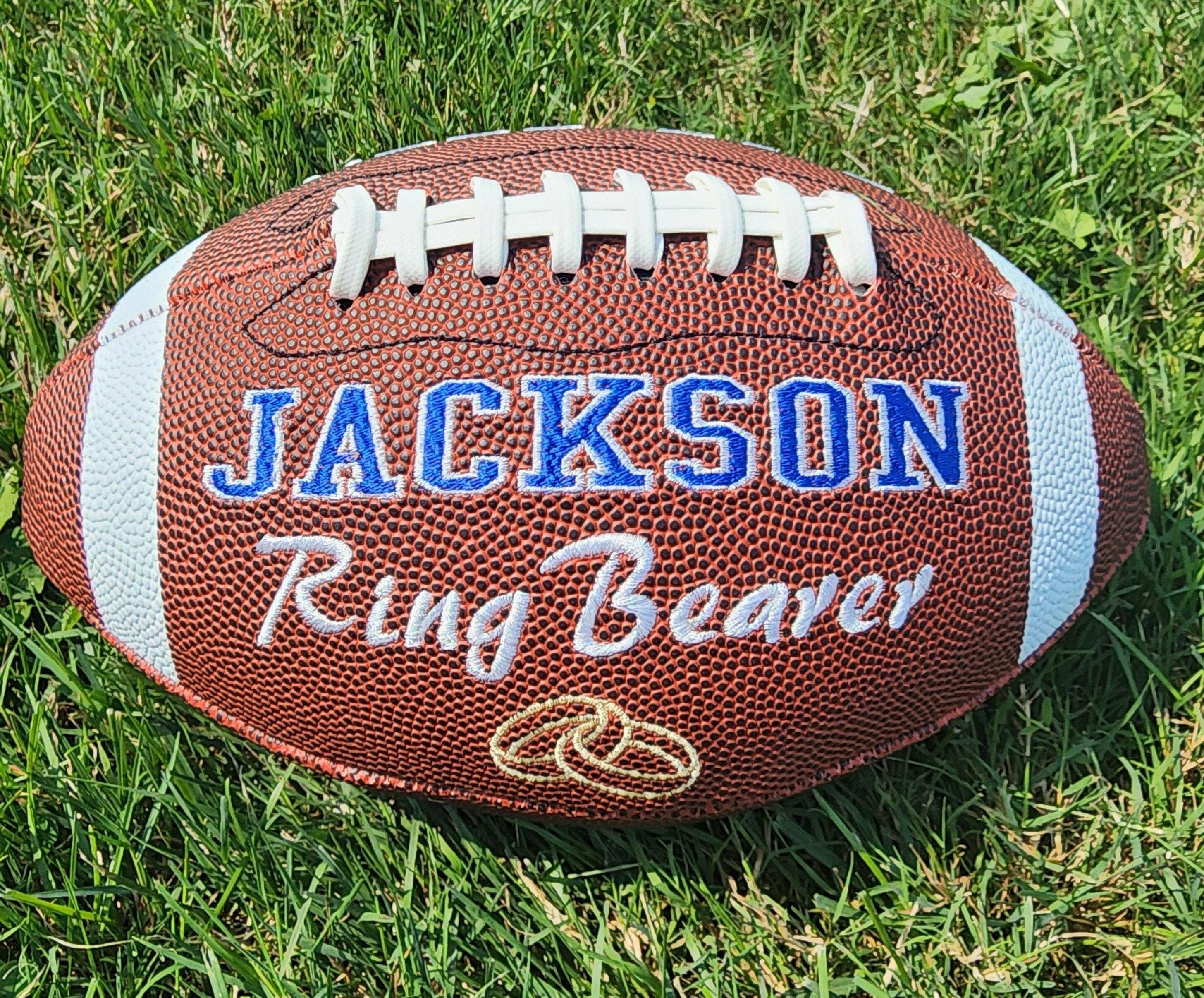 Ring Bearer, Groomsmen, Bestman gift // Custom Personalized Embroidered football// Wedding Gift //Football Gift// Keepsake ball//Memorabilia
