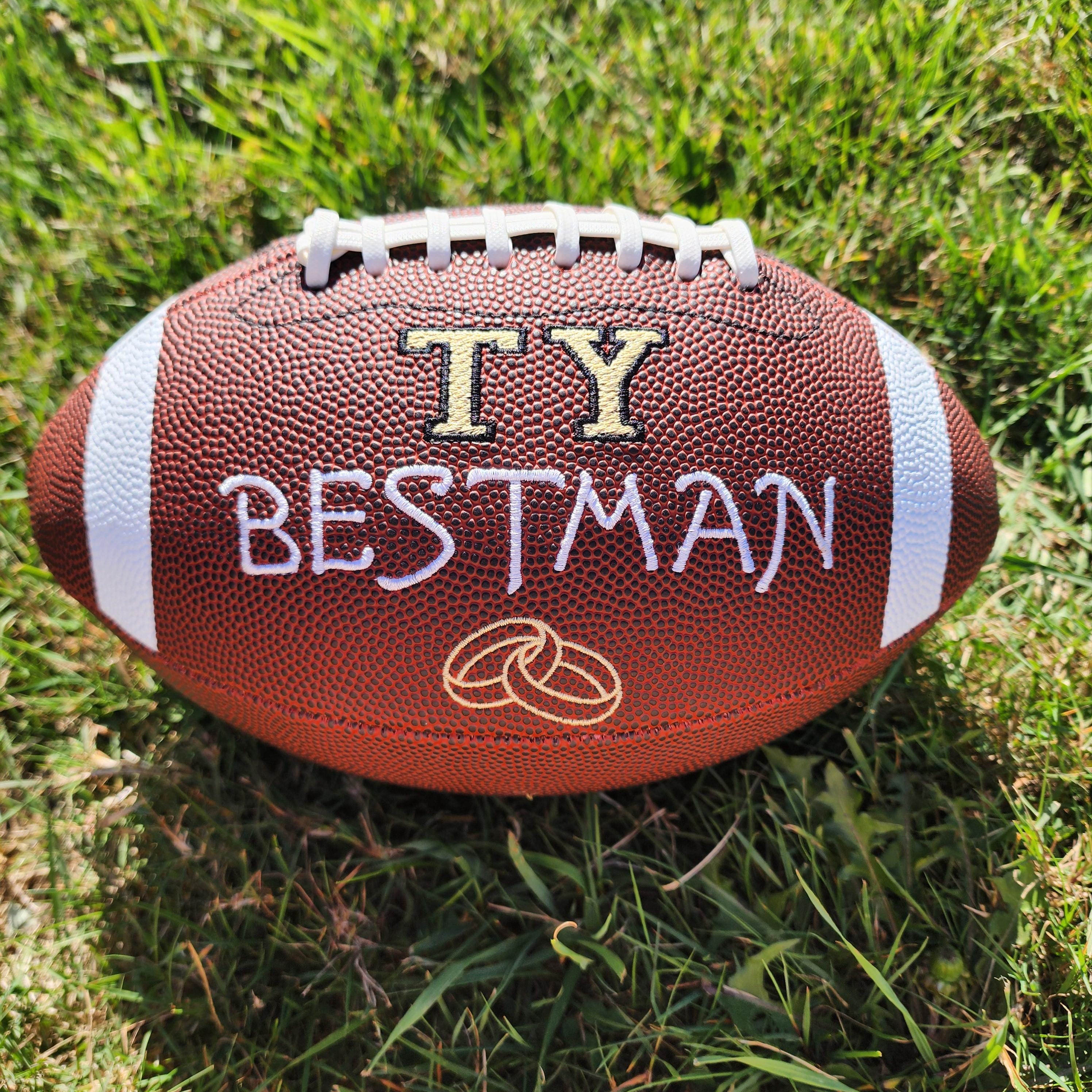 Ring Bearer, Groomsmen, Bestman gift // Custom Personalized Embroidered football// Wedding Gift //Football Gift// Keepsake ball//Memorabilia