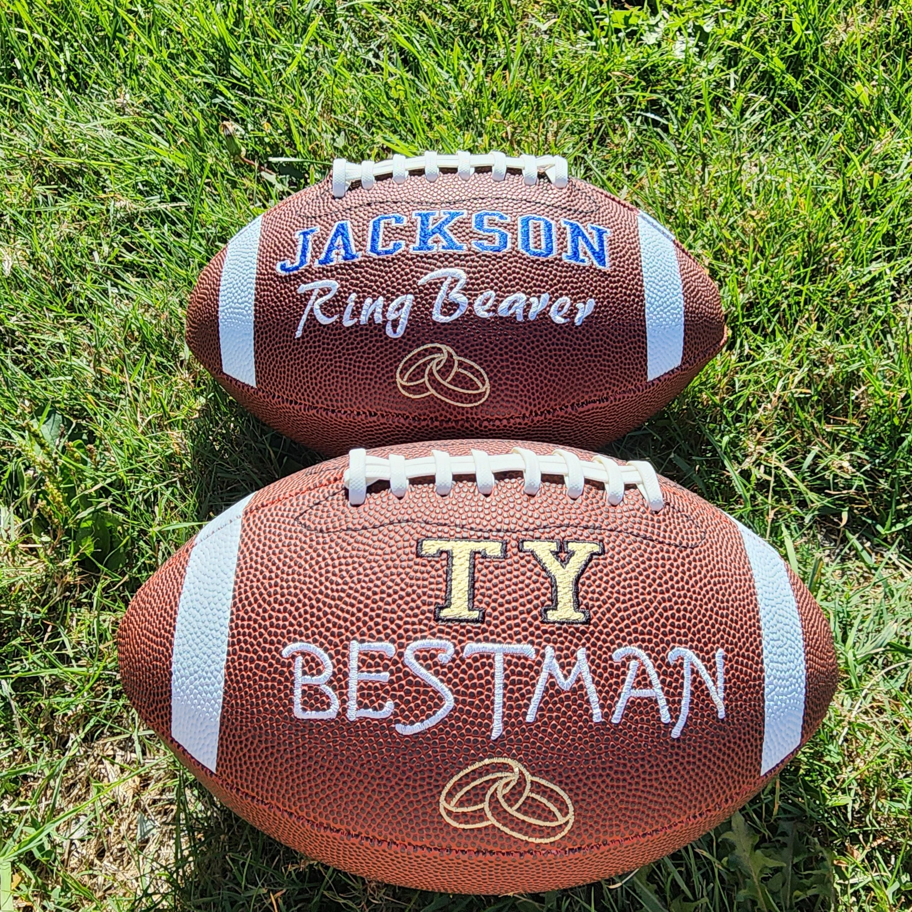Ring Bearer, Groomsmen, Bestman gift // Custom Personalized Embroidered football// Wedding Gift //Football Gift// Keepsake ball//Memorabilia