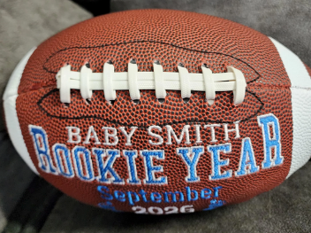 Personalized Embroidered Football: Baby Announcement, Gender Reveal Gift