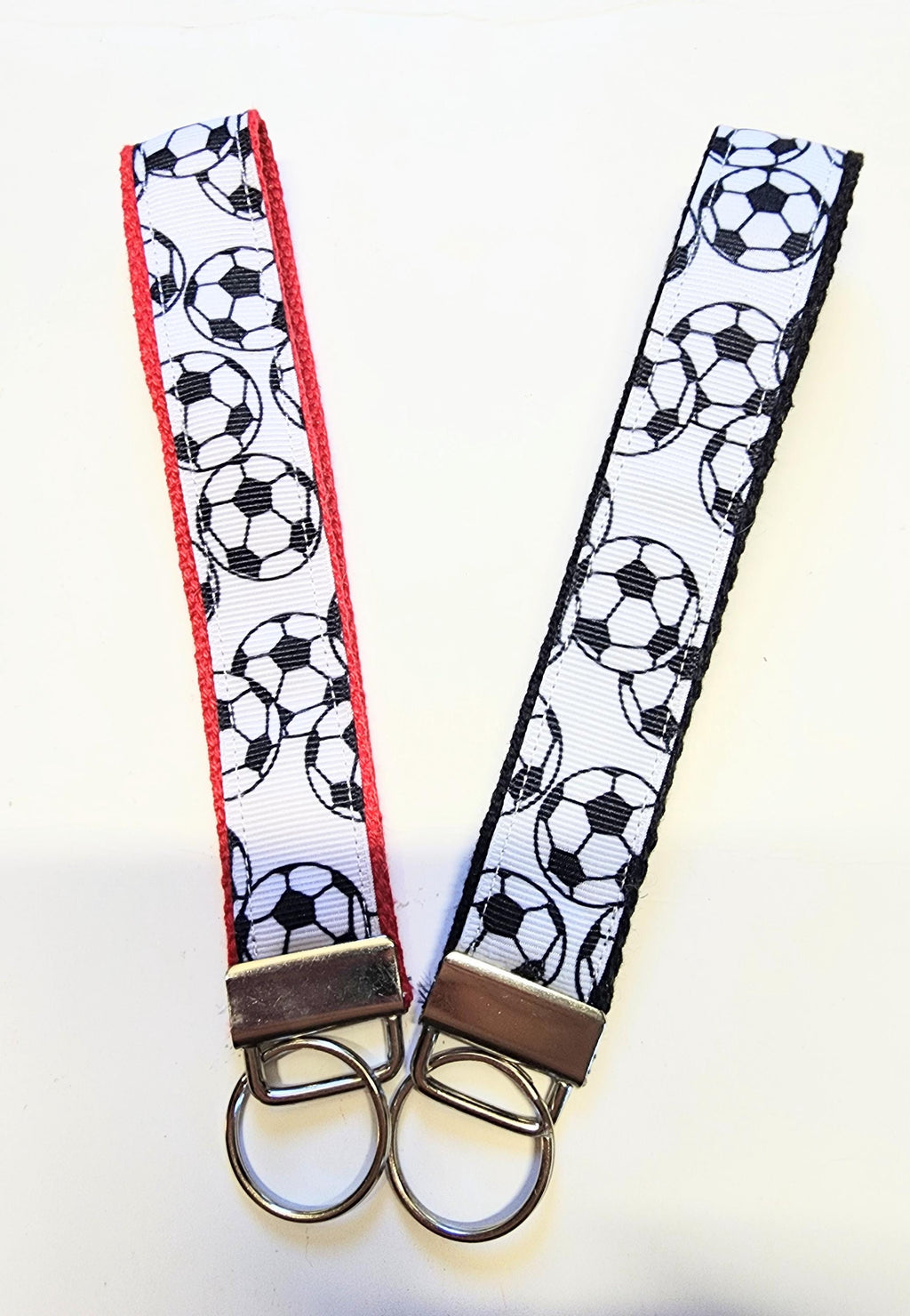 Soccerball Print Key Fob Wristlet// Cotton KeyChain// Ribbon key fob wristlet//Stubby keychaing//Stubby Fob