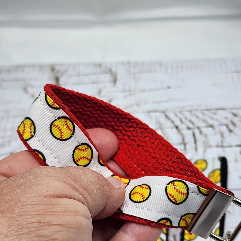 Softball Print Key Fob Wristlet - Cotton Keychain