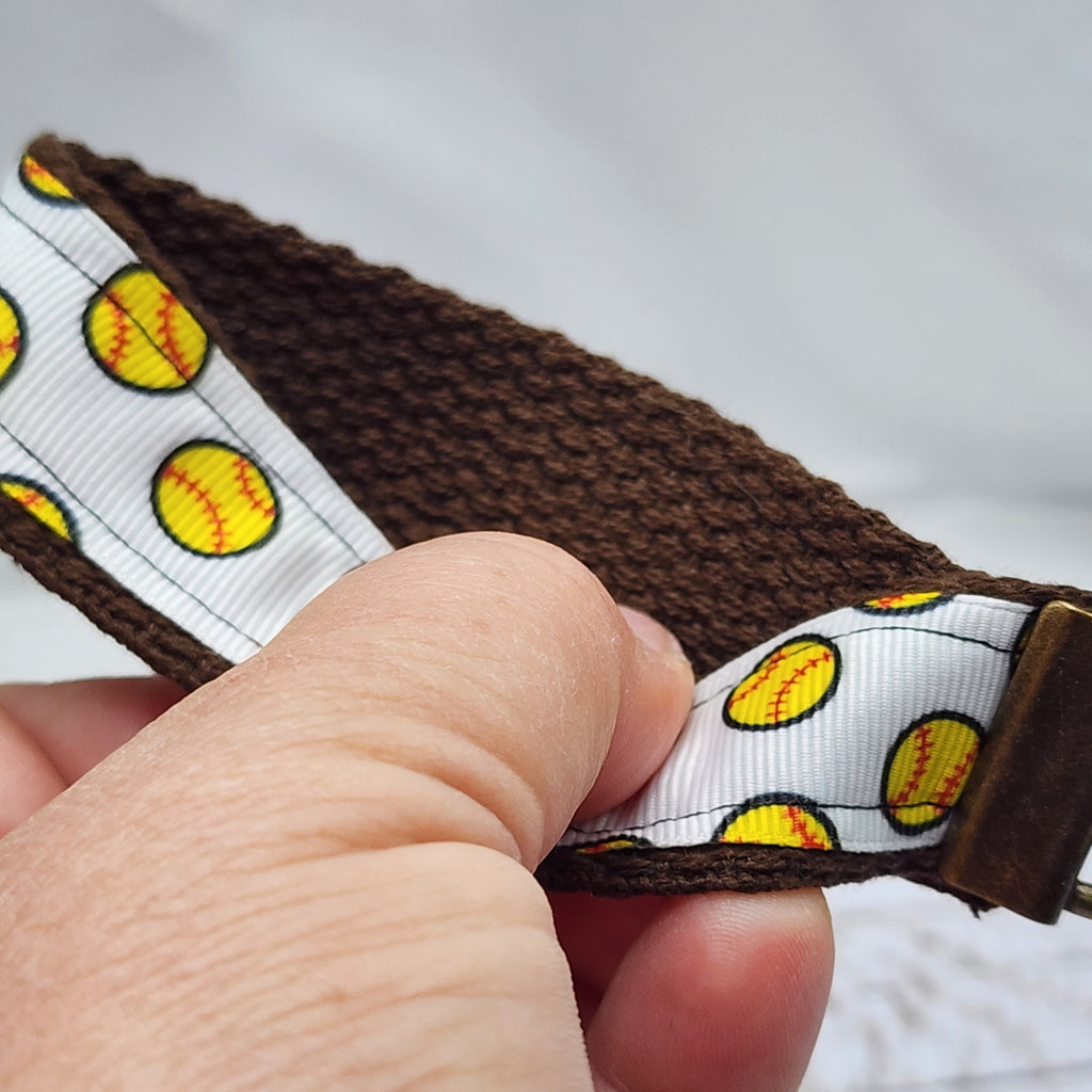 Softball Print Key Fob Wristlet - Cotton Keychain