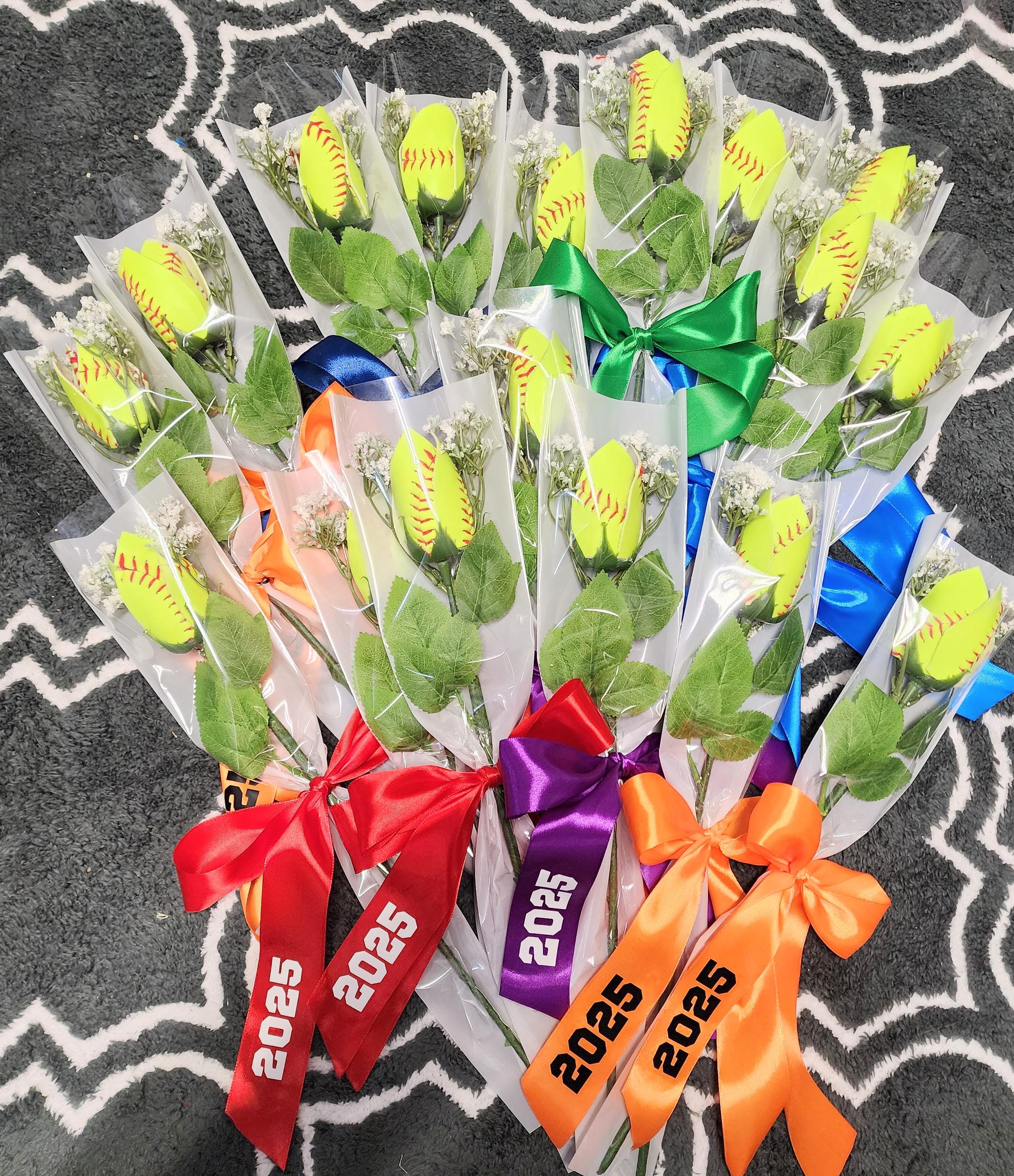 Softball Rose: Senior Night Gift, Keepsake with Custom Ribbon