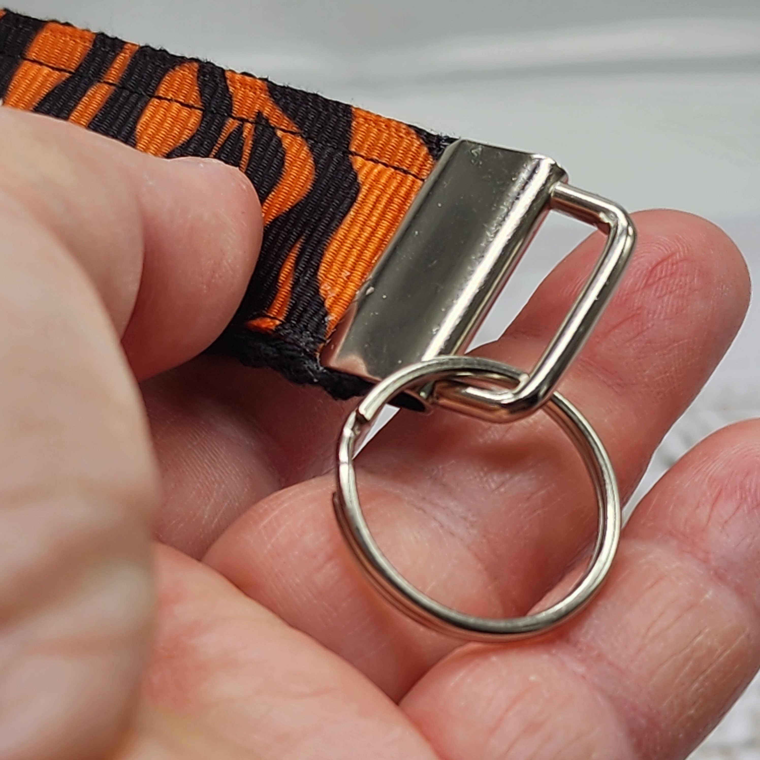 Tiger Print Key Fob Wristlet, Cotton Keychain