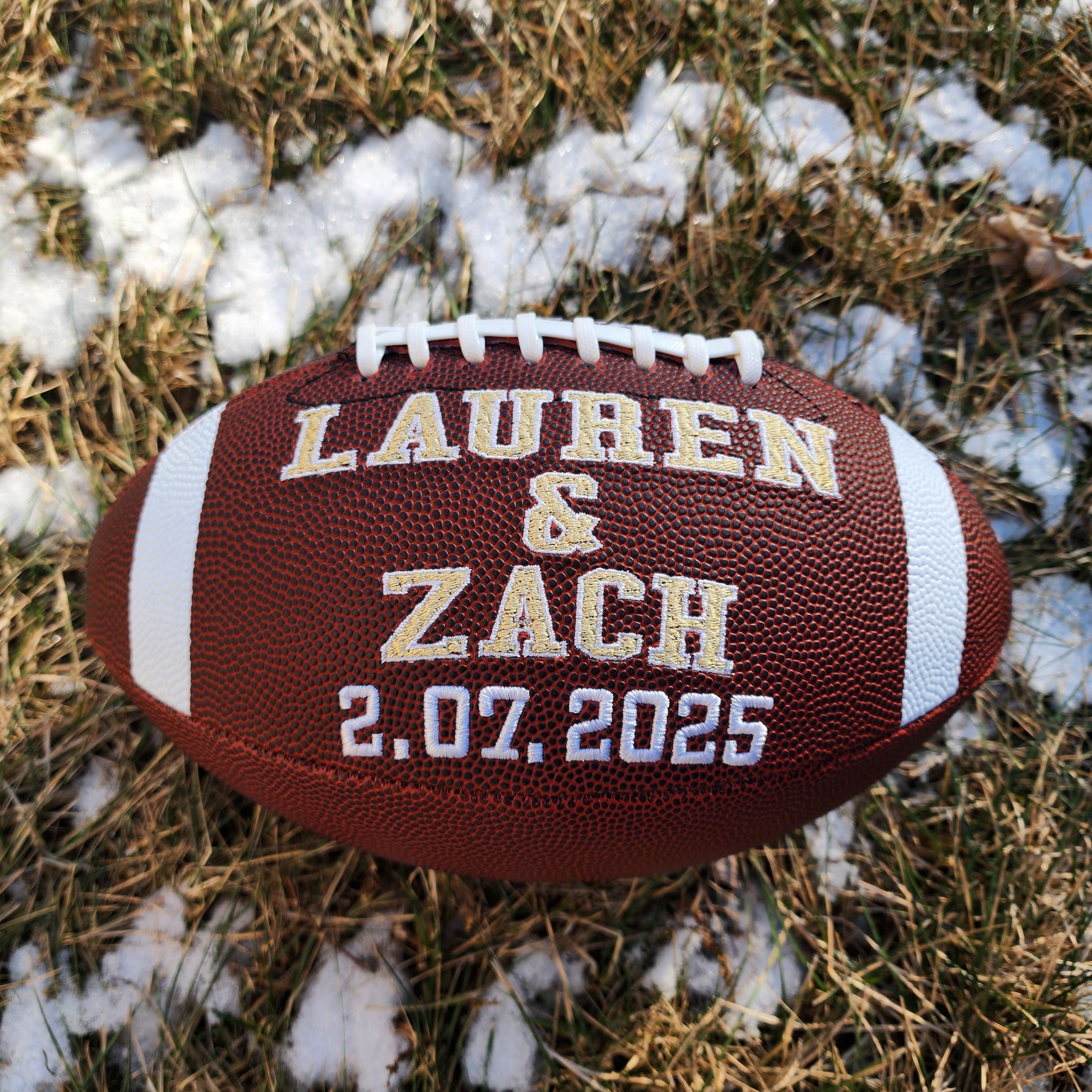 Wedding gift // Custom Personalized Embroidered football// Engagement Gift // Football Gift // Keepsake ball//Memorabilia //Anniversary gift