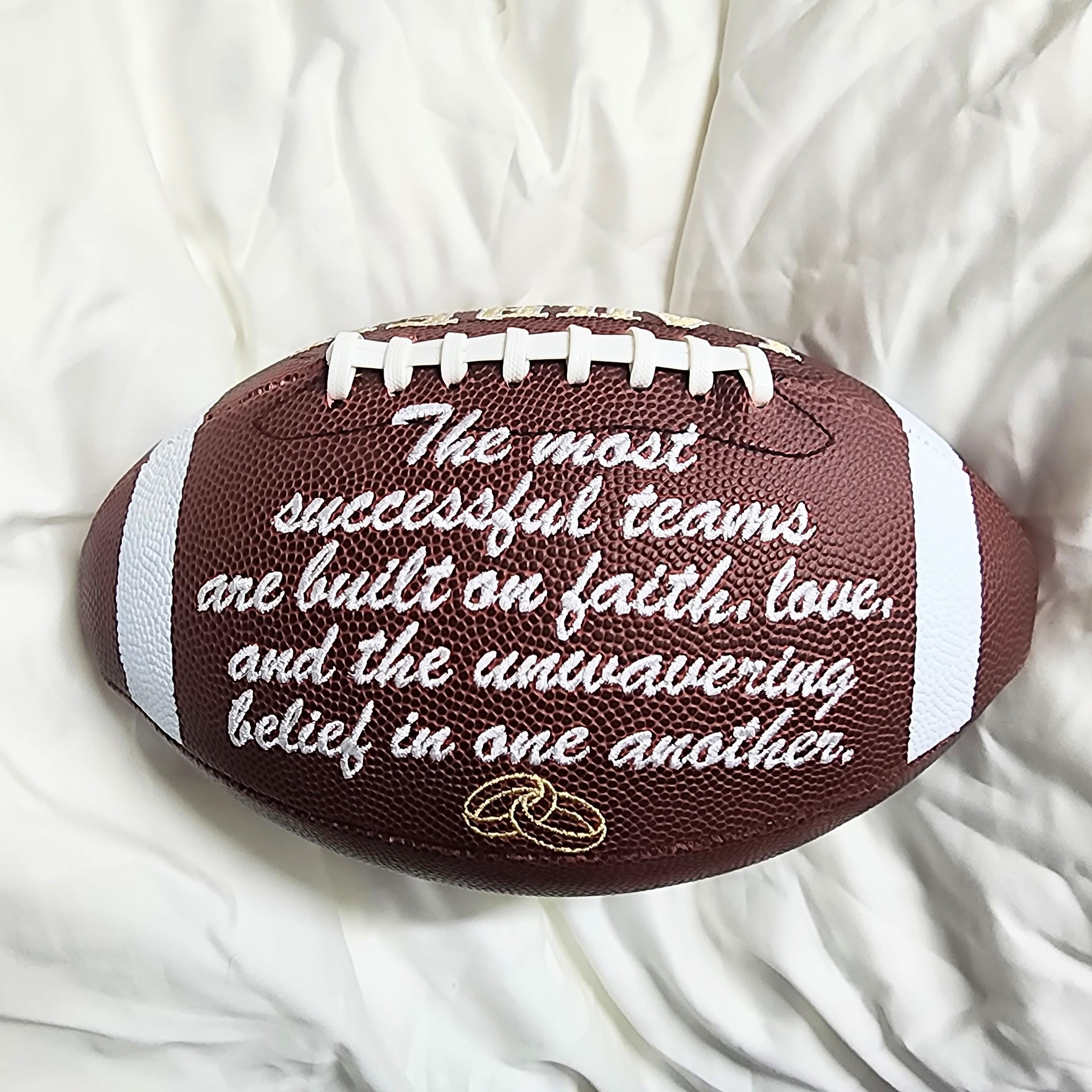 Wedding gift // Custom Personalized Embroidered football// Engagement Gift // Football Gift // Keepsake ball//Memorabilia //Anniversary gift